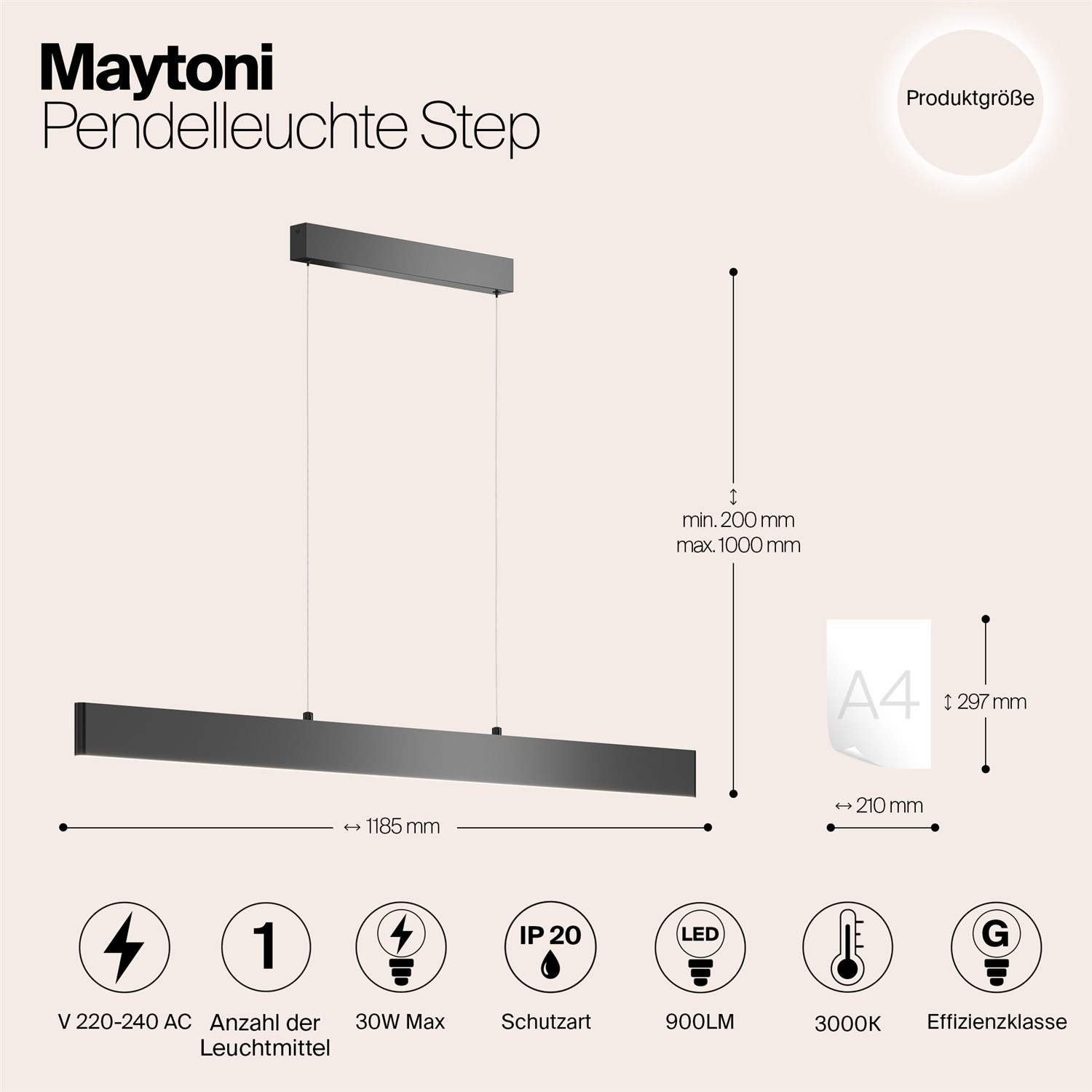 Maytoni Technical Step Подвесной светильник цвет: черный P010PL-L30B