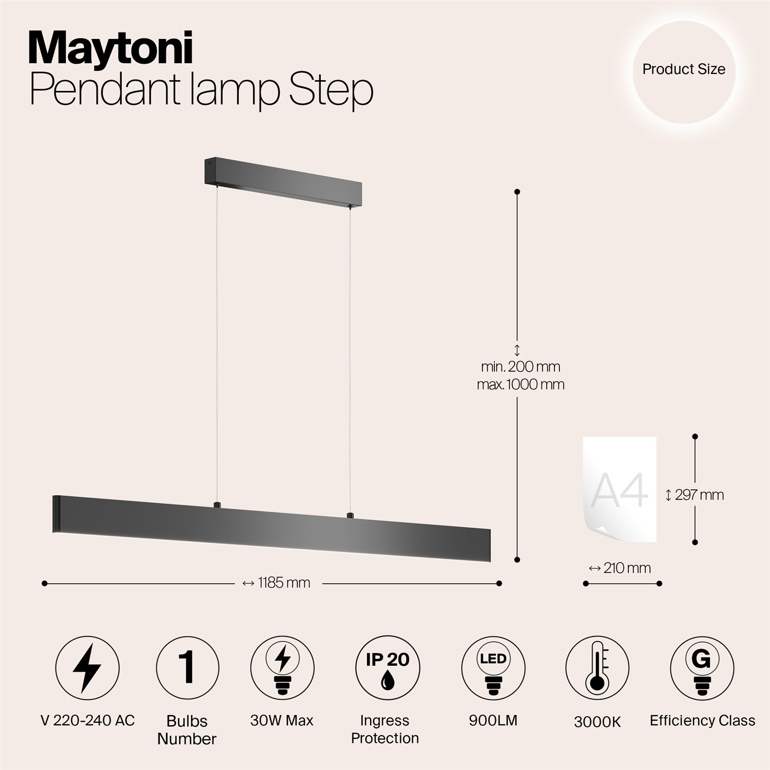 Maytoni Technical Step Подвесной светильник цвет: черный P010PL-L30B