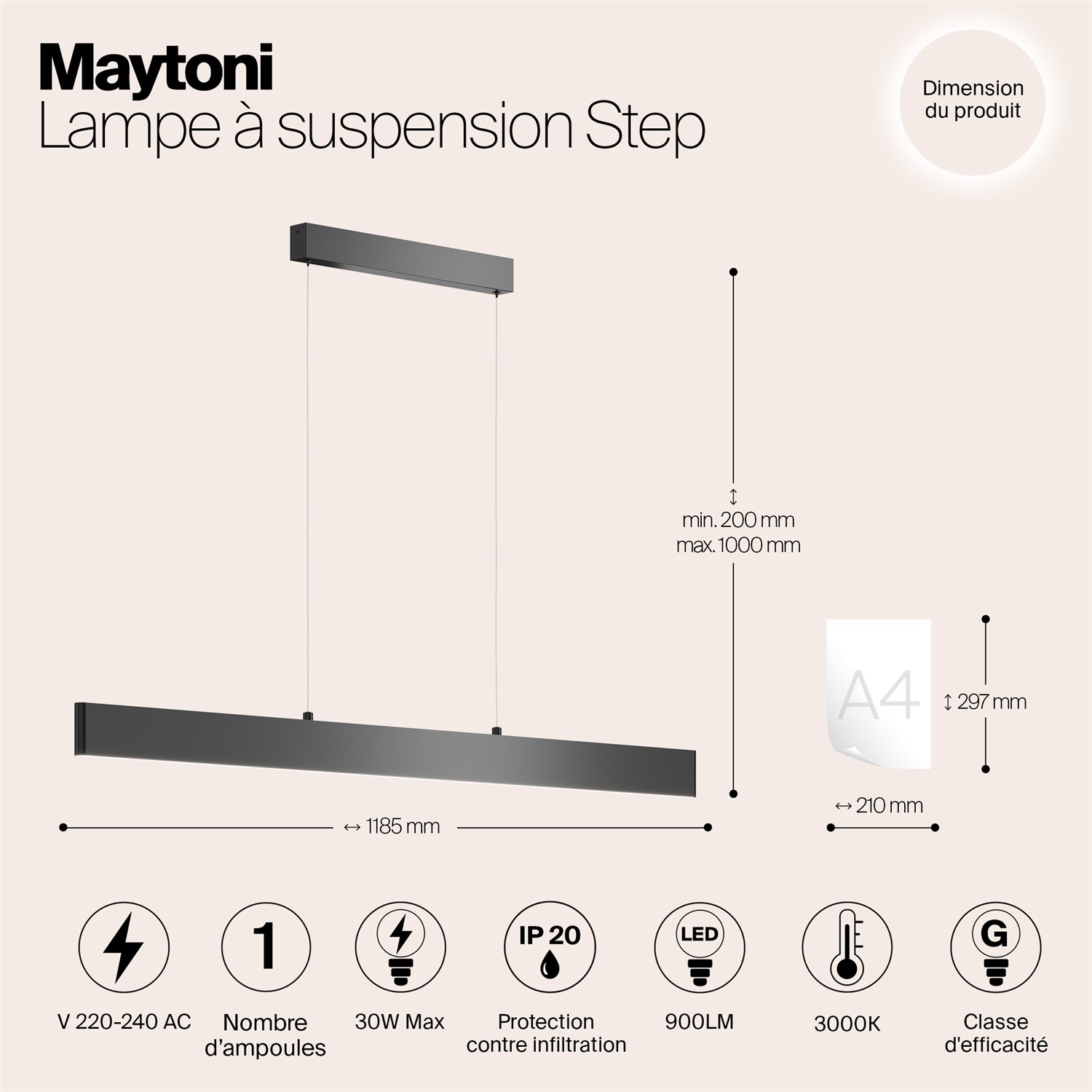 Maytoni Technical Step Подвесной светильник цвет: черный P010PL-L30B