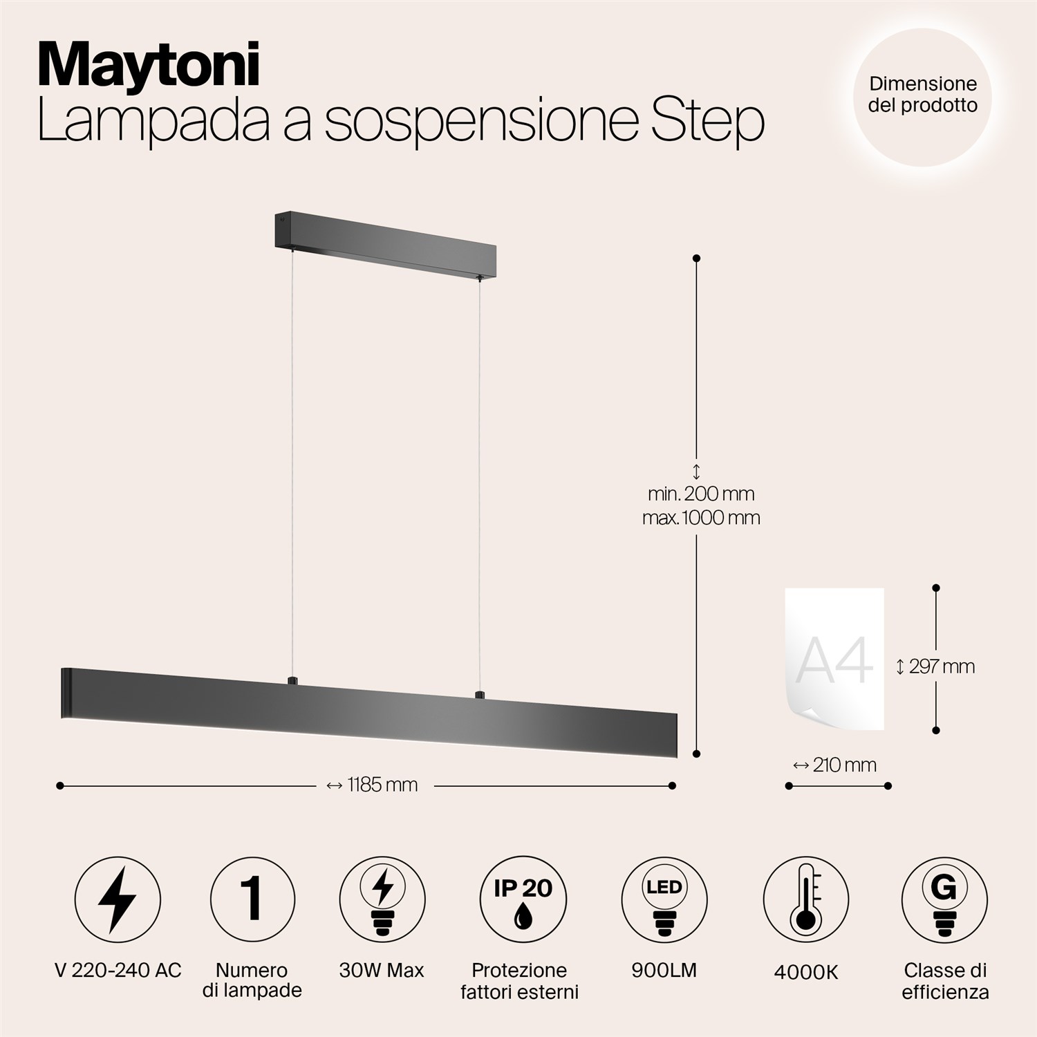 Maytoni Technical Step Подвесной светильник цвет: черный P010PL-L30B4K
