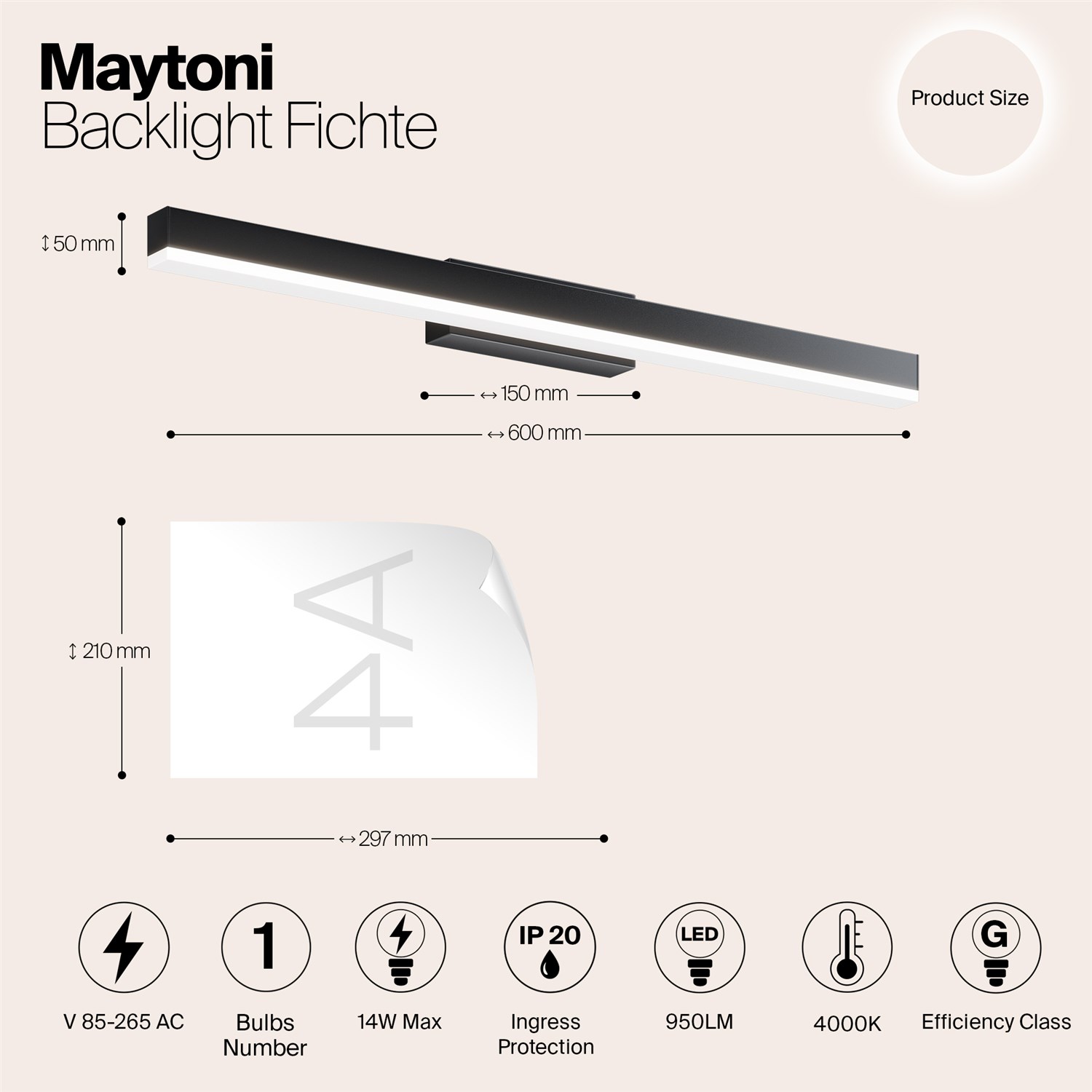 Maytoni Modern Fichte Подсветка цвет: черный MIR012WL-L14B4K