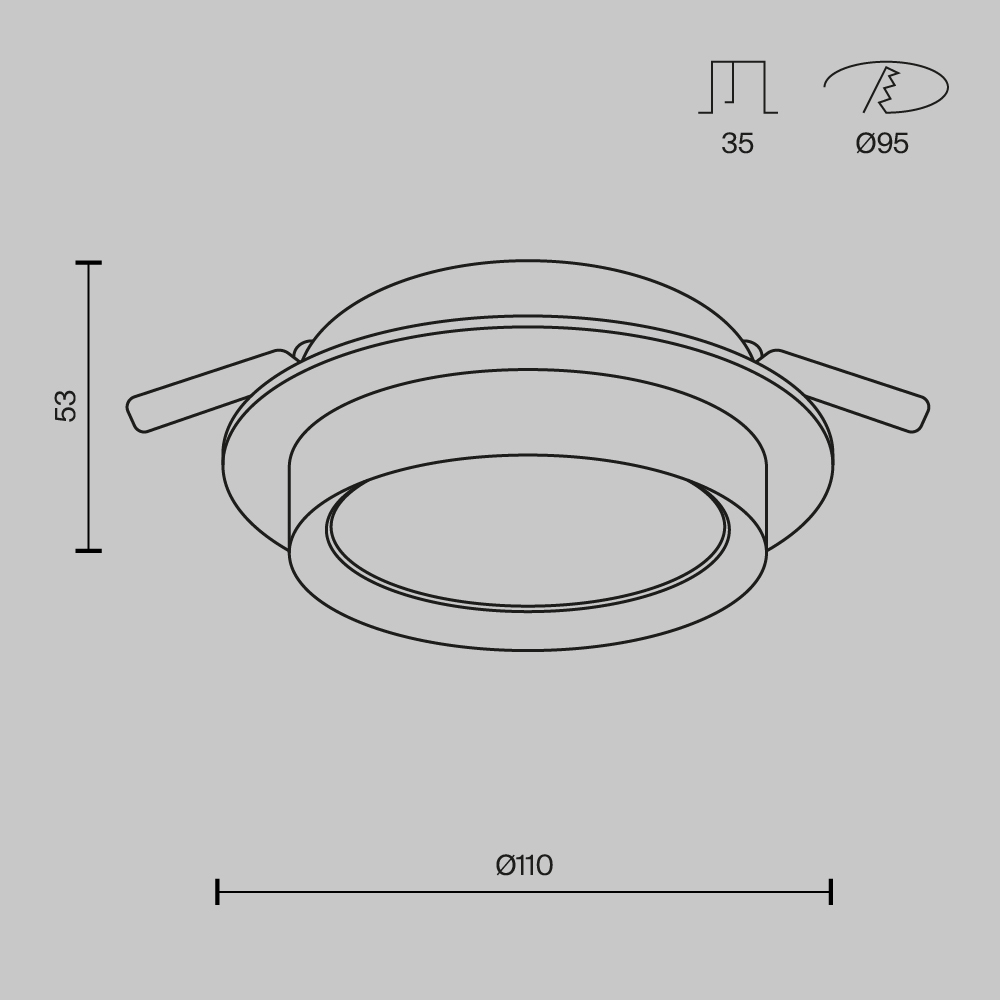 Maytoni Technical Hoop Встраиваемый светильник цвет: черный DL086-GX53-RD-B