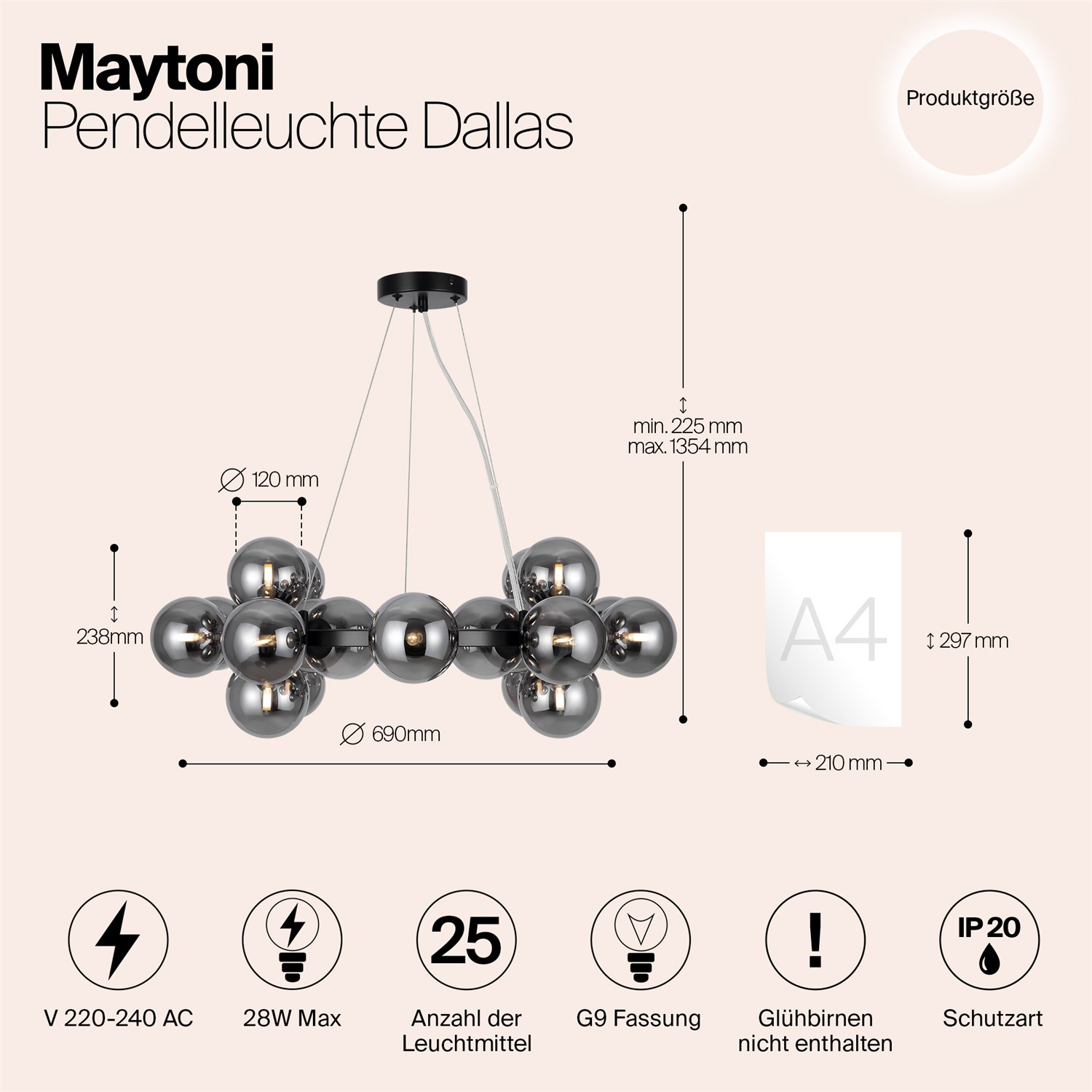 Maytoni Modern Dallas Подвесной светильник цвет: черный MOD545PL-25B