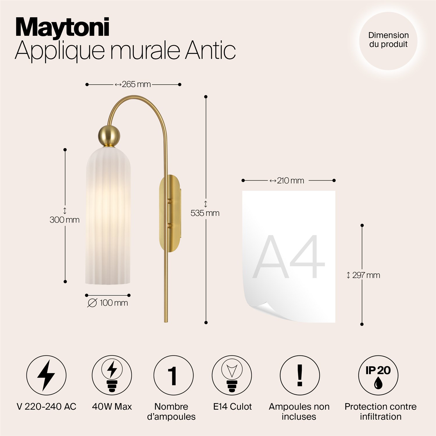 Maytoni Modern Antic Настенный светильник (бра) цвет: золото MOD302WL-01GR