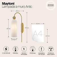 Maytoni Modern Antic Настенный светильник (бра) цвет: золото MOD302WL-01GR