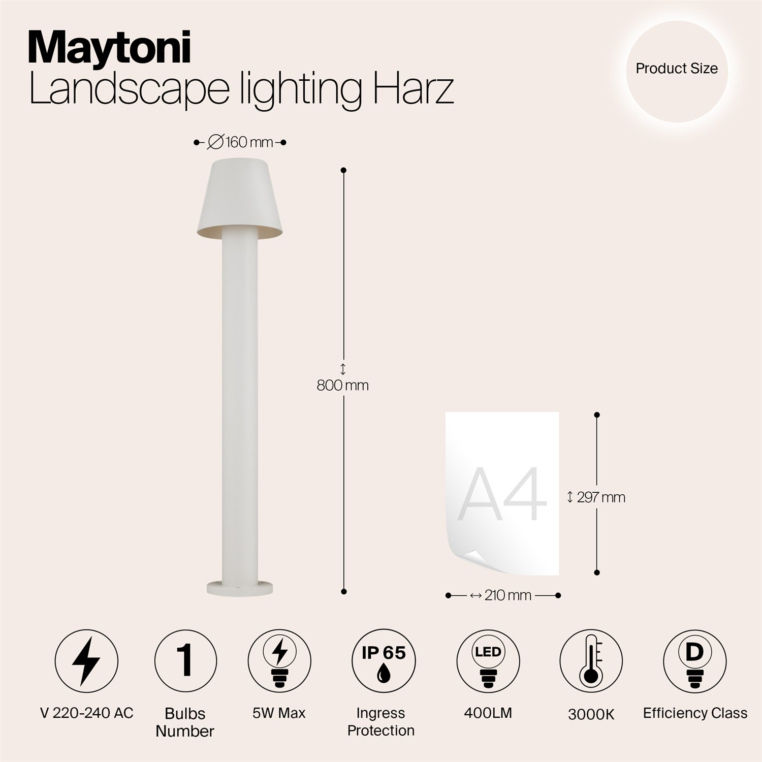 Maytoni Outdoor Harz Ландшафтный светильник цвет: белый O421FL-L5W