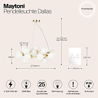 Maytoni Modern Dallas Подвесной светильник цвет: золото MOD545PL-25BS