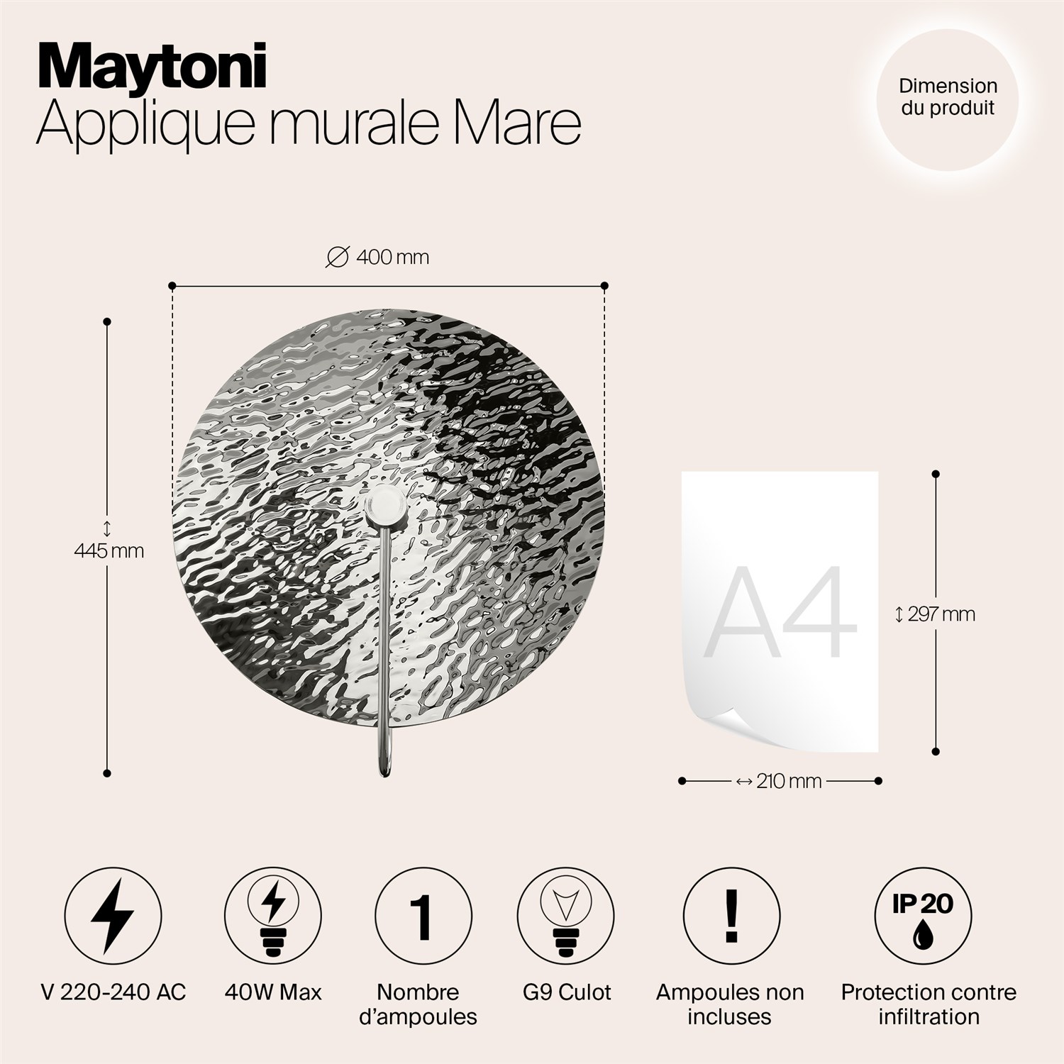 Maytoni Modern Mare Настенный светильник (бра) цвет: хром MOD305WL-01CH