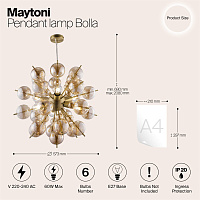 Maytoni Modern Bolla Подвесной светильник цвет: латунь MOD133PL-06BS