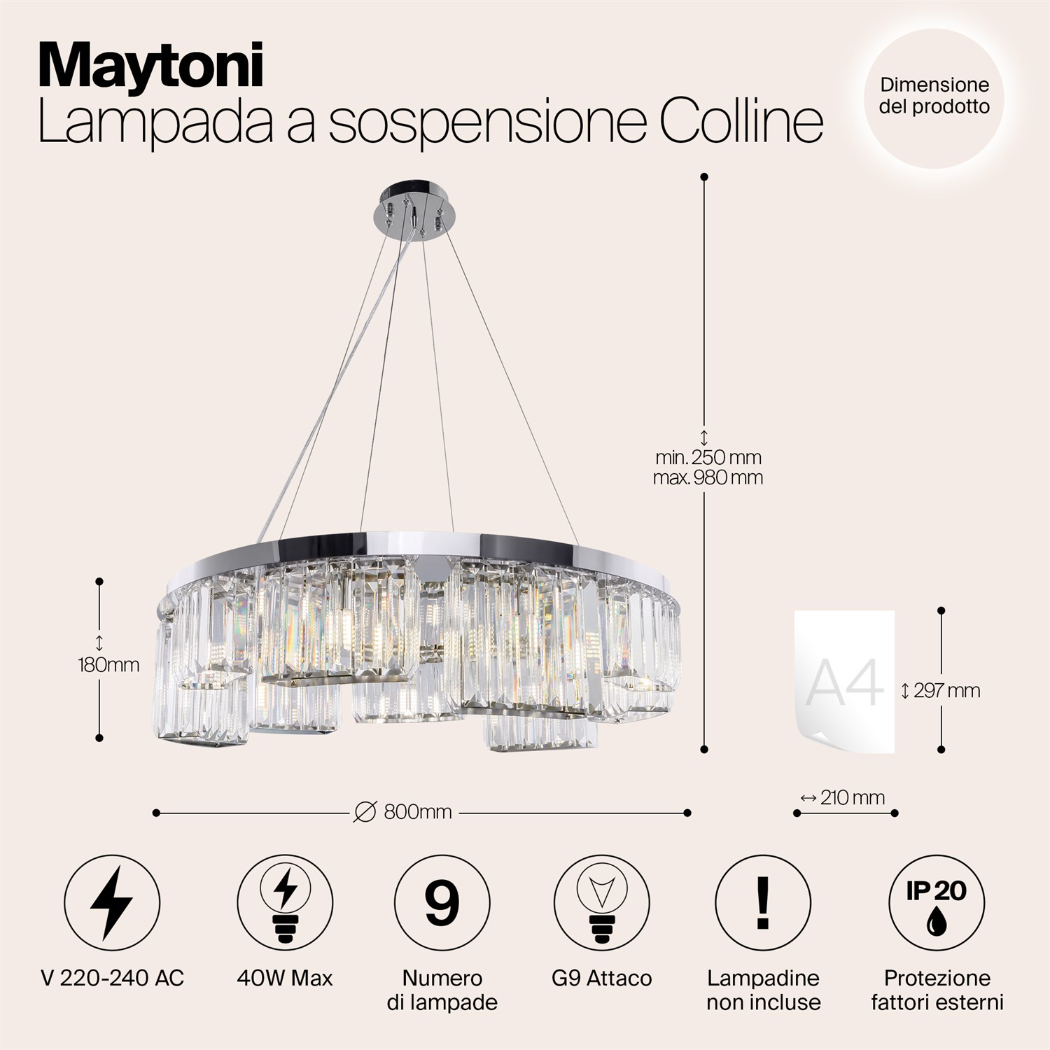 Maytoni Modern Colline Подвесной светильник цвет: хром MOD083PL-09CH