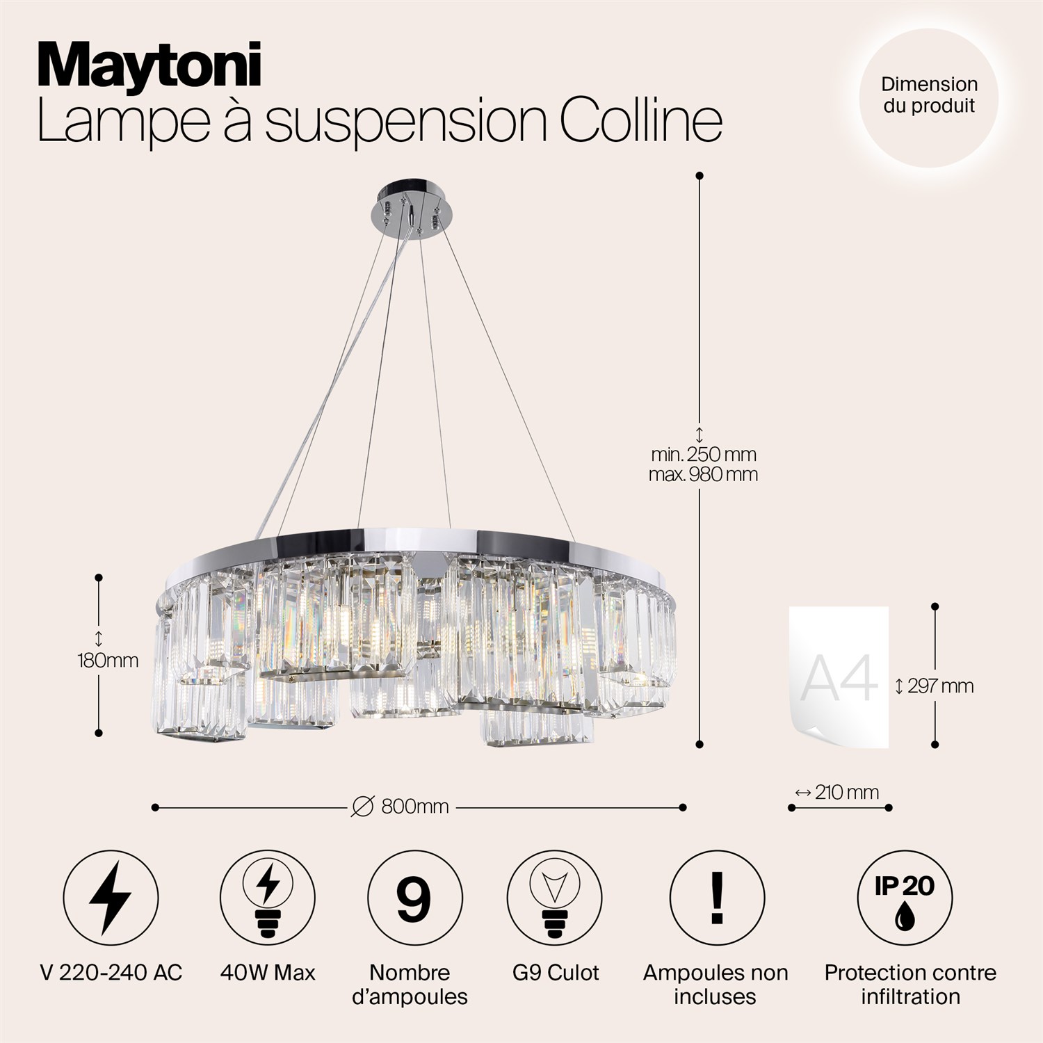 Maytoni Modern Colline Подвесной светильник цвет: хром MOD083PL-09CH