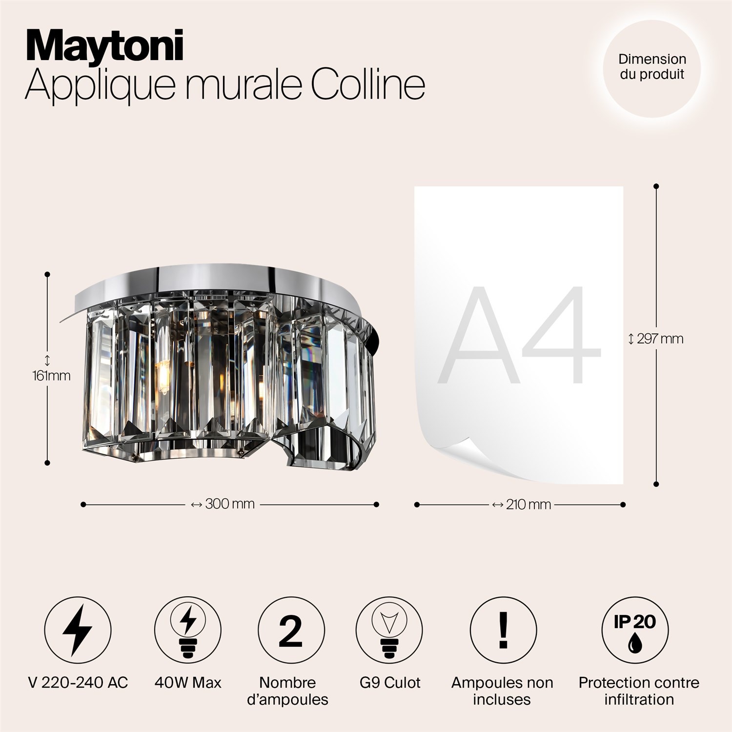 Maytoni Modern Colline Настенный светильник (бра) цвет: хром MOD083WL-02CH
