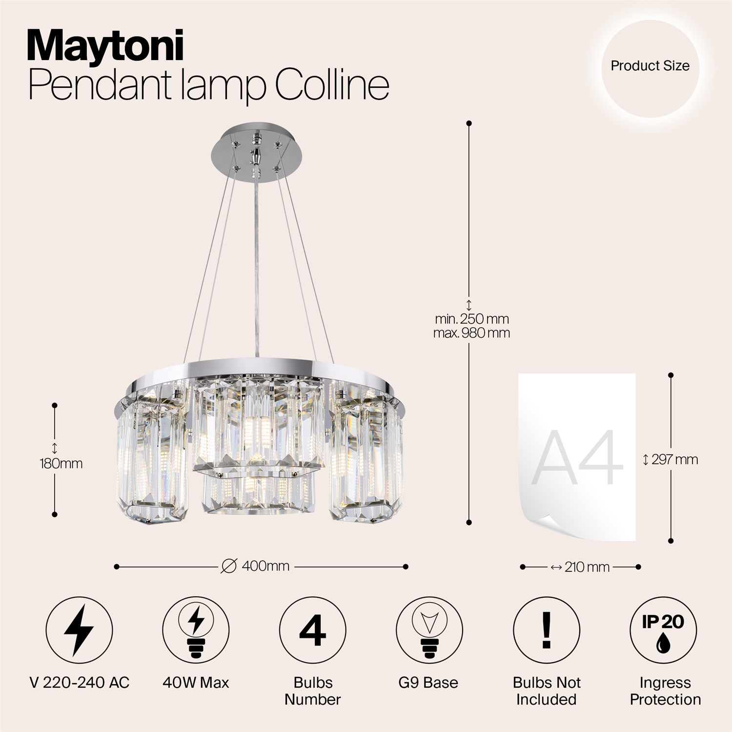 Maytoni Modern Colline Подвесной светильник цвет: хром MOD083PL-04CH