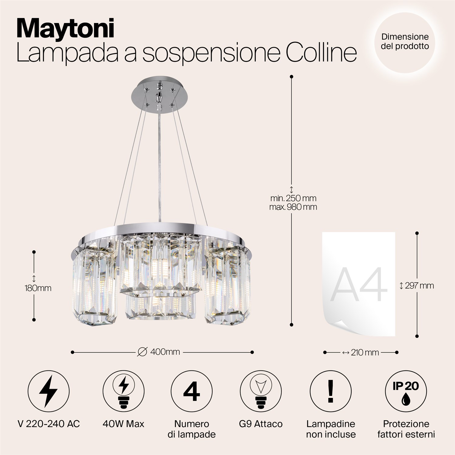 Maytoni Modern Colline Подвесной светильник цвет: хром MOD083PL-04CH