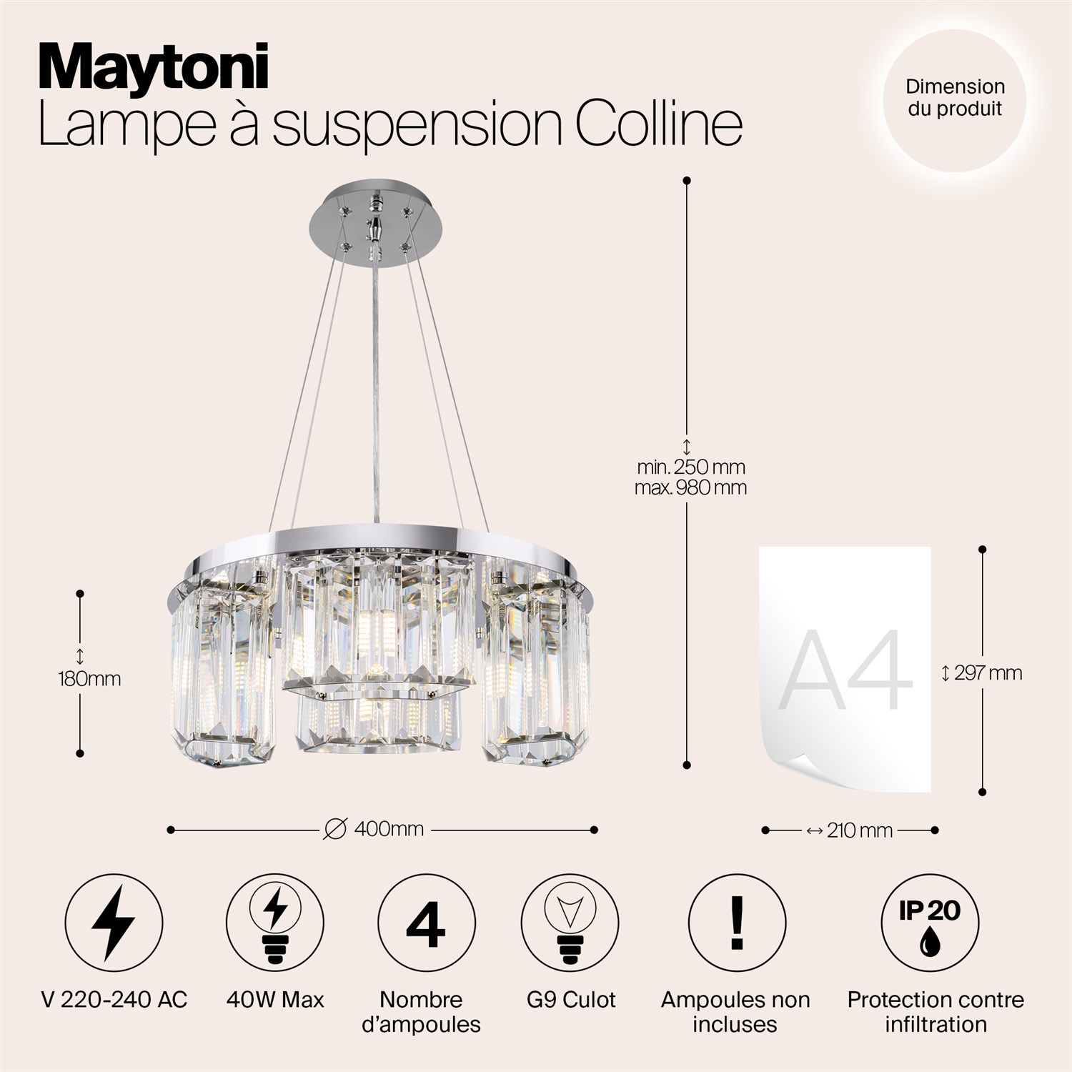 Maytoni Modern Colline Подвесной светильник цвет: хром MOD083PL-04CH