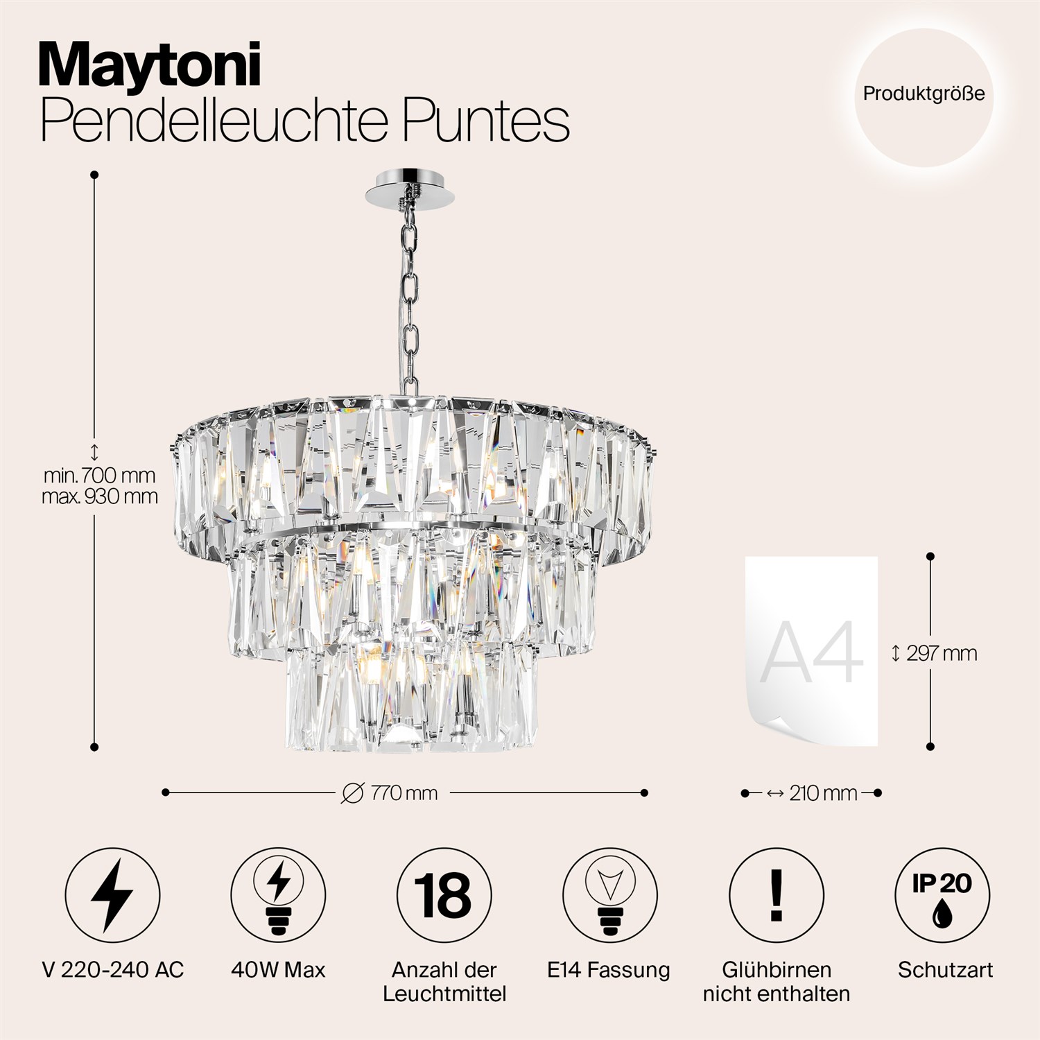 Maytoni Modern Puntes Подвесной светильник цвет: хром MOD043PL-18CH