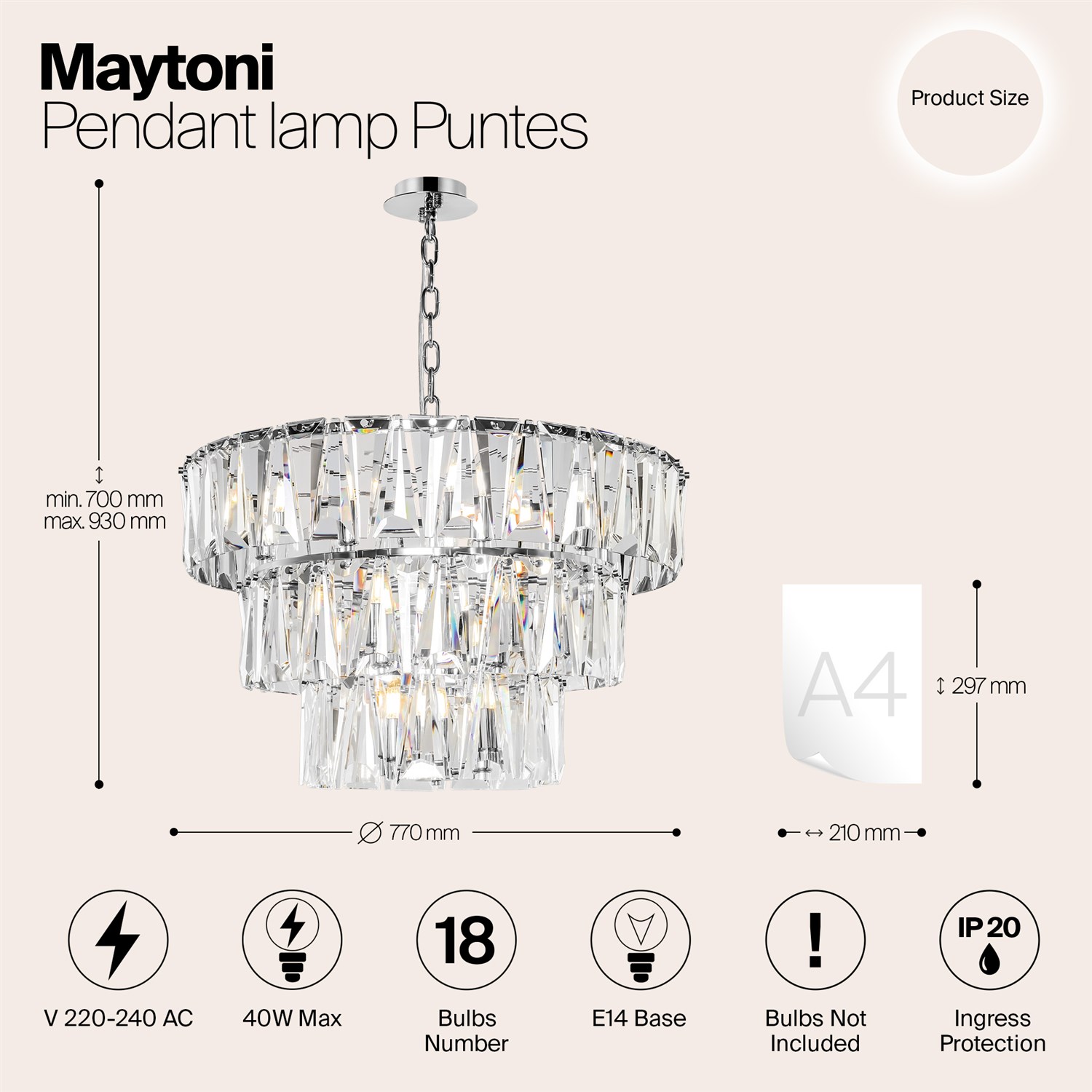 Maytoni Modern Puntes Подвесной светильник цвет: хром MOD043PL-18CH