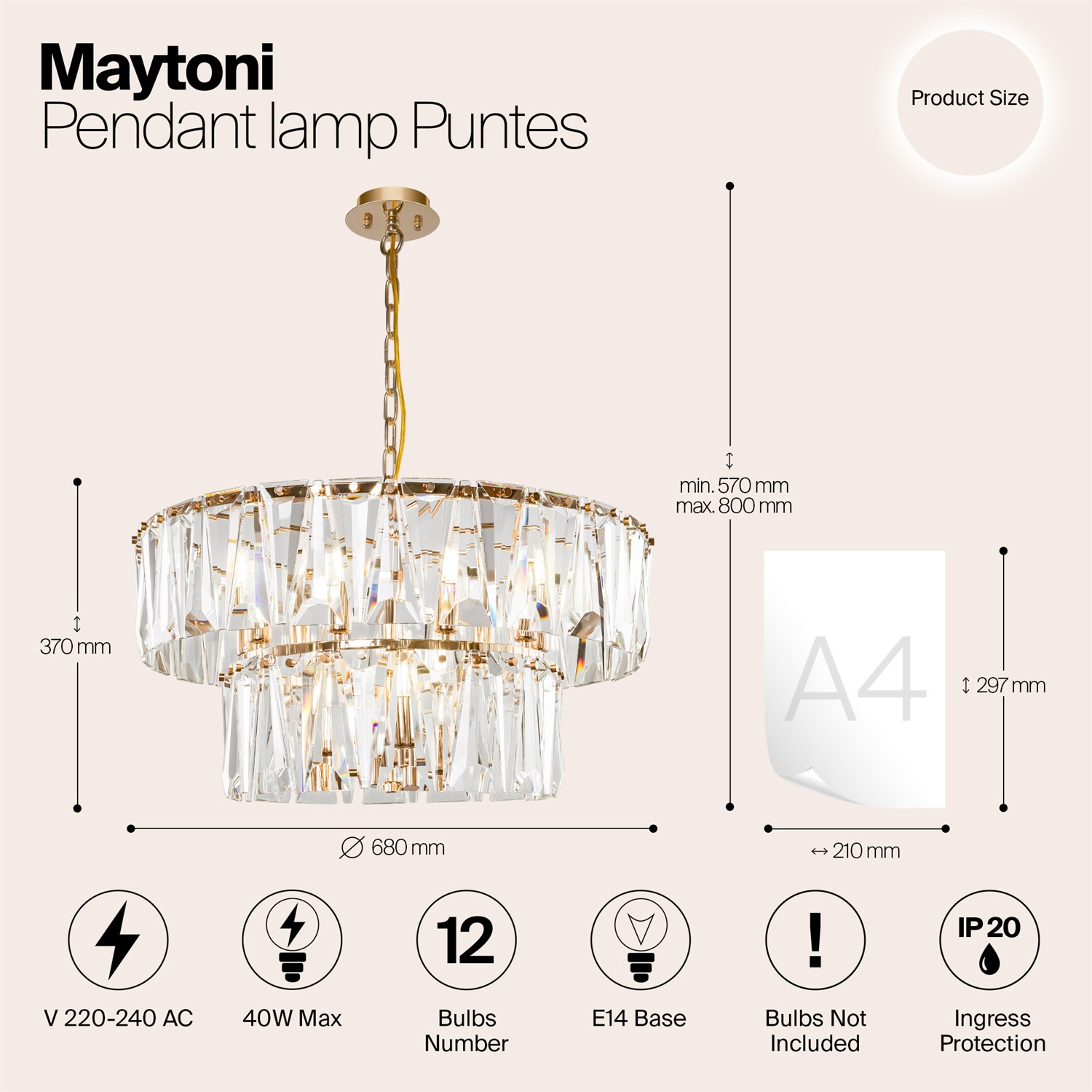 Maytoni Modern Puntes Подвесной светильник цвет: золото MOD043PL-12G