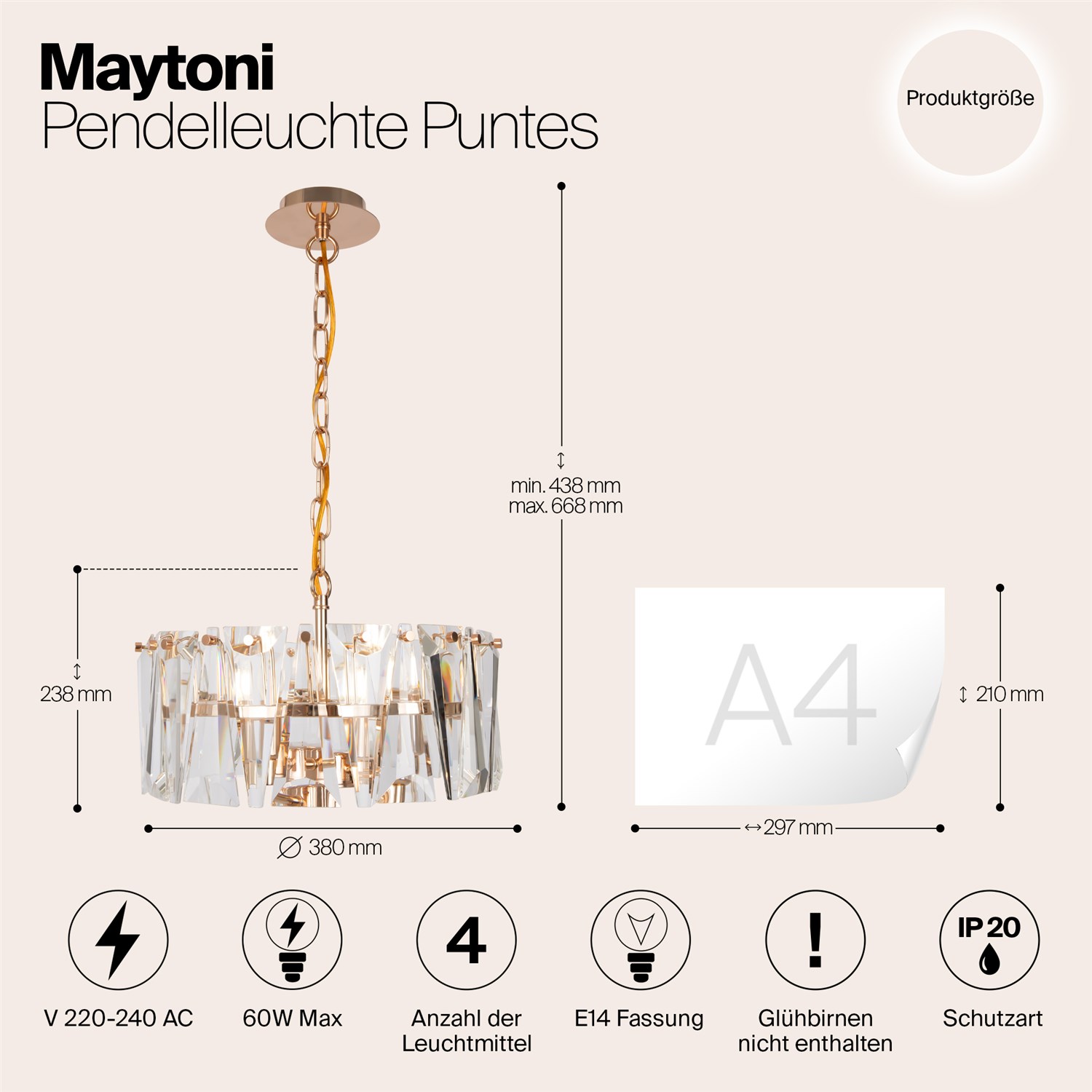 Maytoni Modern Puntes Подвесной светильник цвет: золото MOD043PL-04G