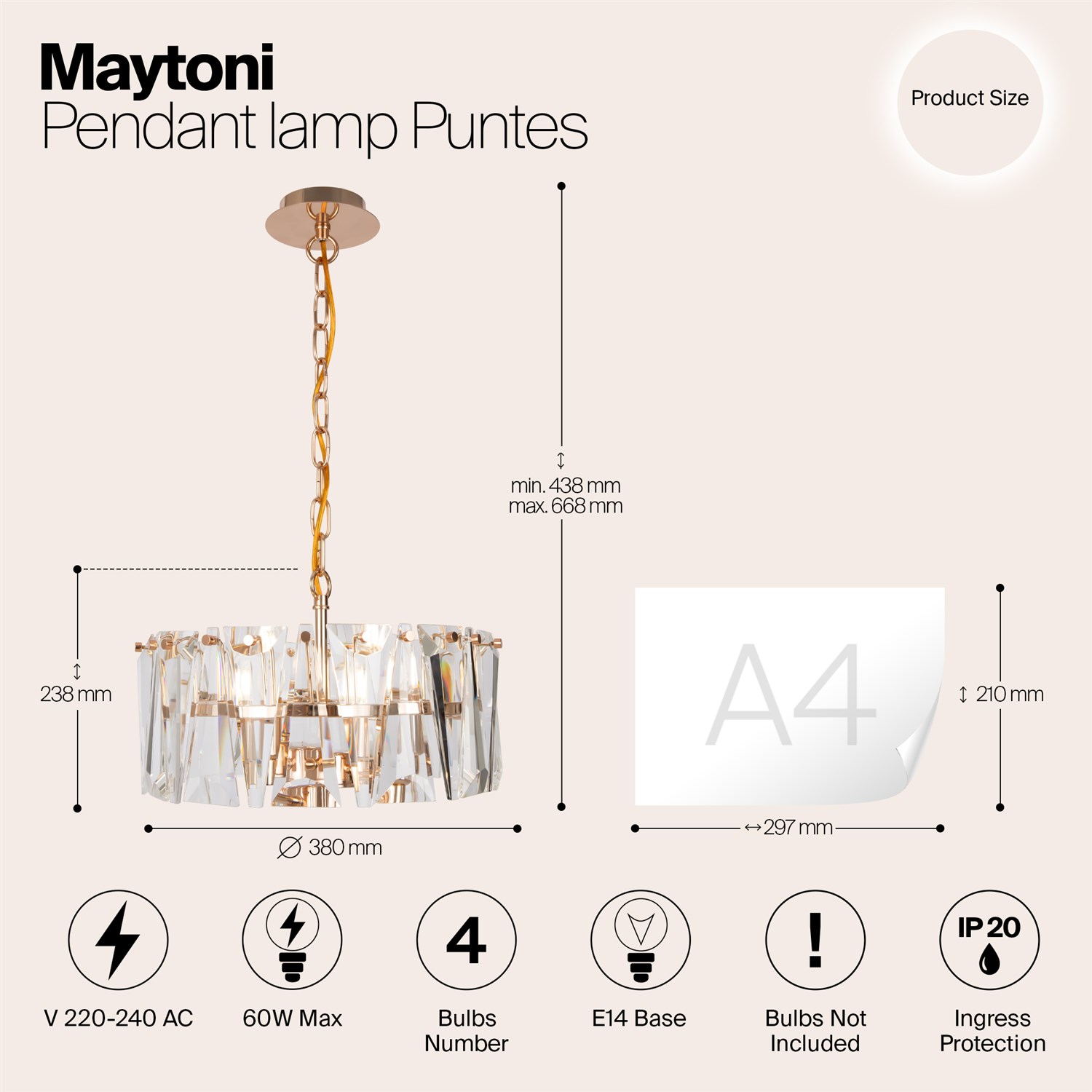 Maytoni Modern Puntes Подвесной светильник цвет: золото MOD043PL-04G