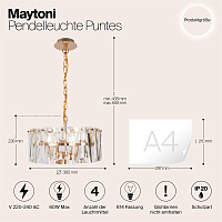 Maytoni Modern Puntes Подвесной светильник цвет: золото MOD043PL-04G