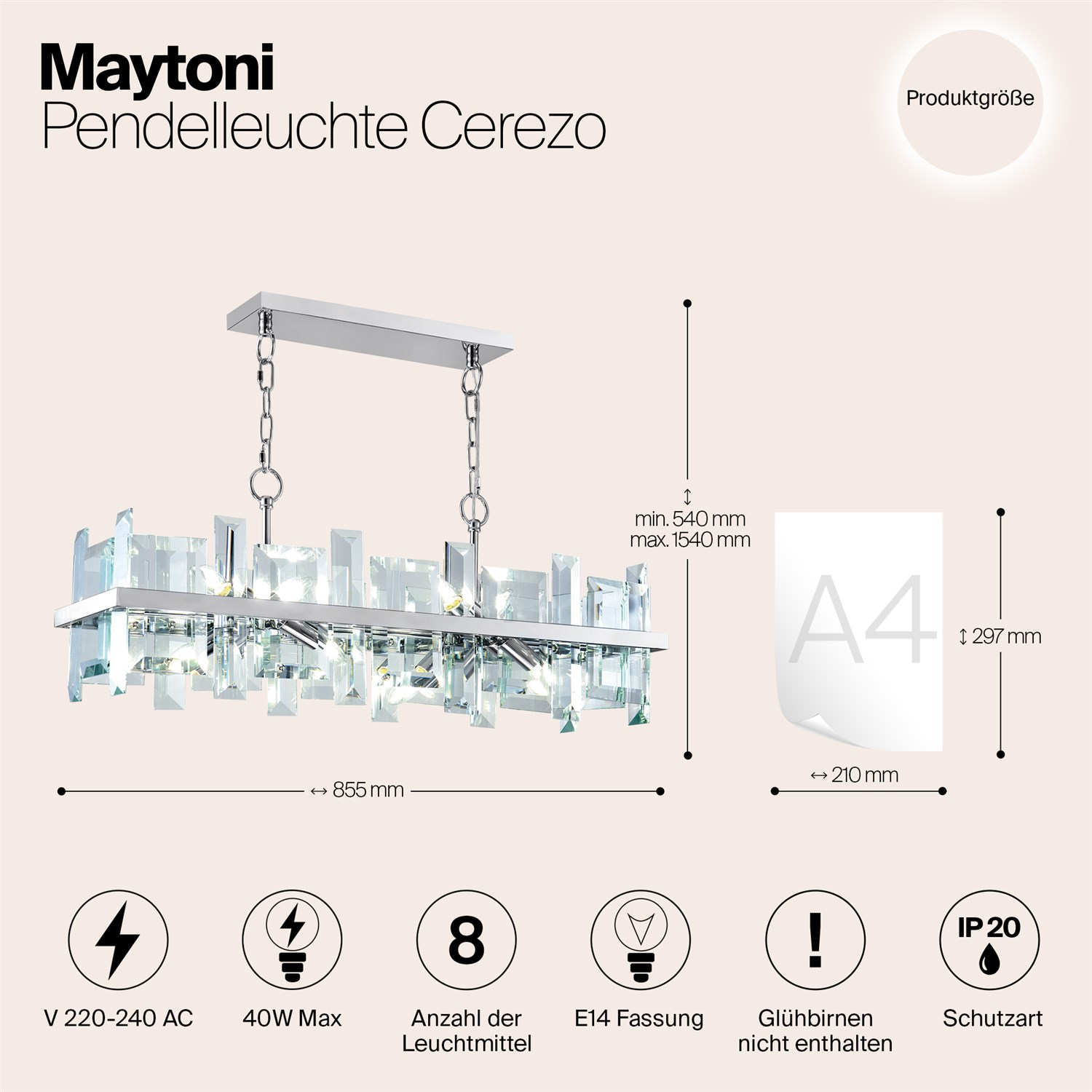 Maytoni Modern Cerezo Подвесной светильник цвет: хром MOD201PL-08N