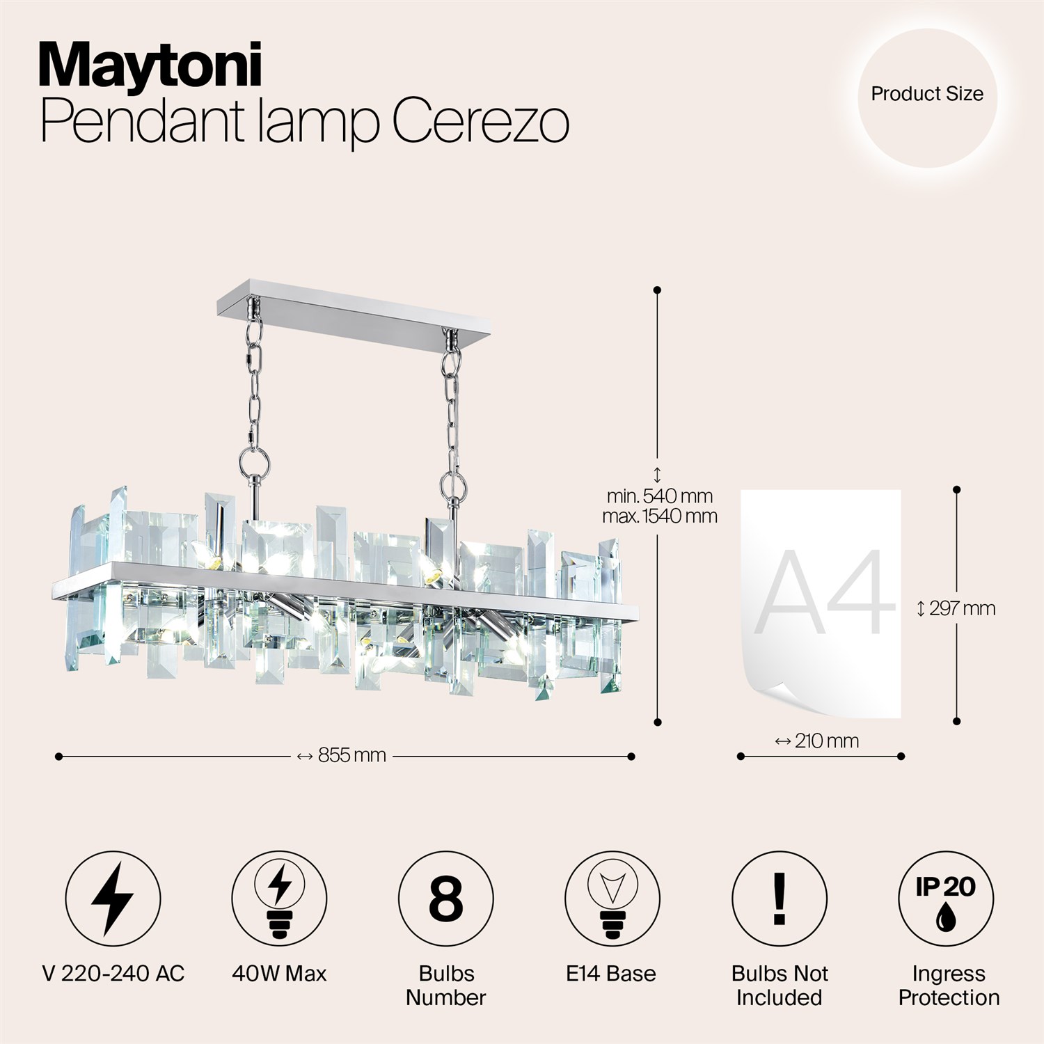 Maytoni Modern Cerezo Подвесной светильник цвет: хром MOD201PL-08N