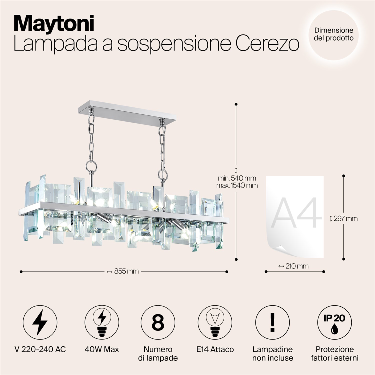 Maytoni Modern Cerezo Подвесной светильник цвет: хром MOD201PL-08N