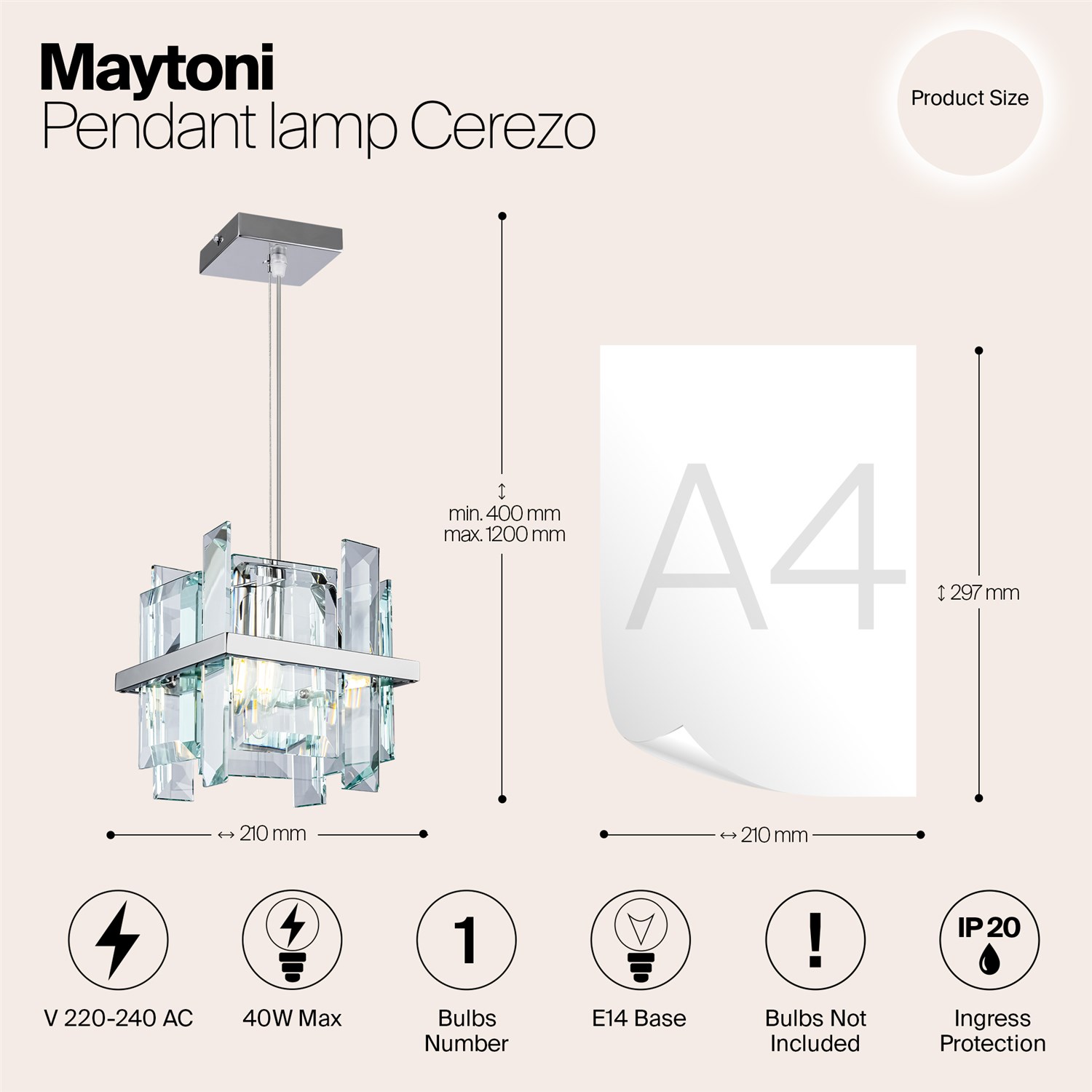 Maytoni Modern Cerezo Подвесной светильник цвет: хром MOD201PL-01N