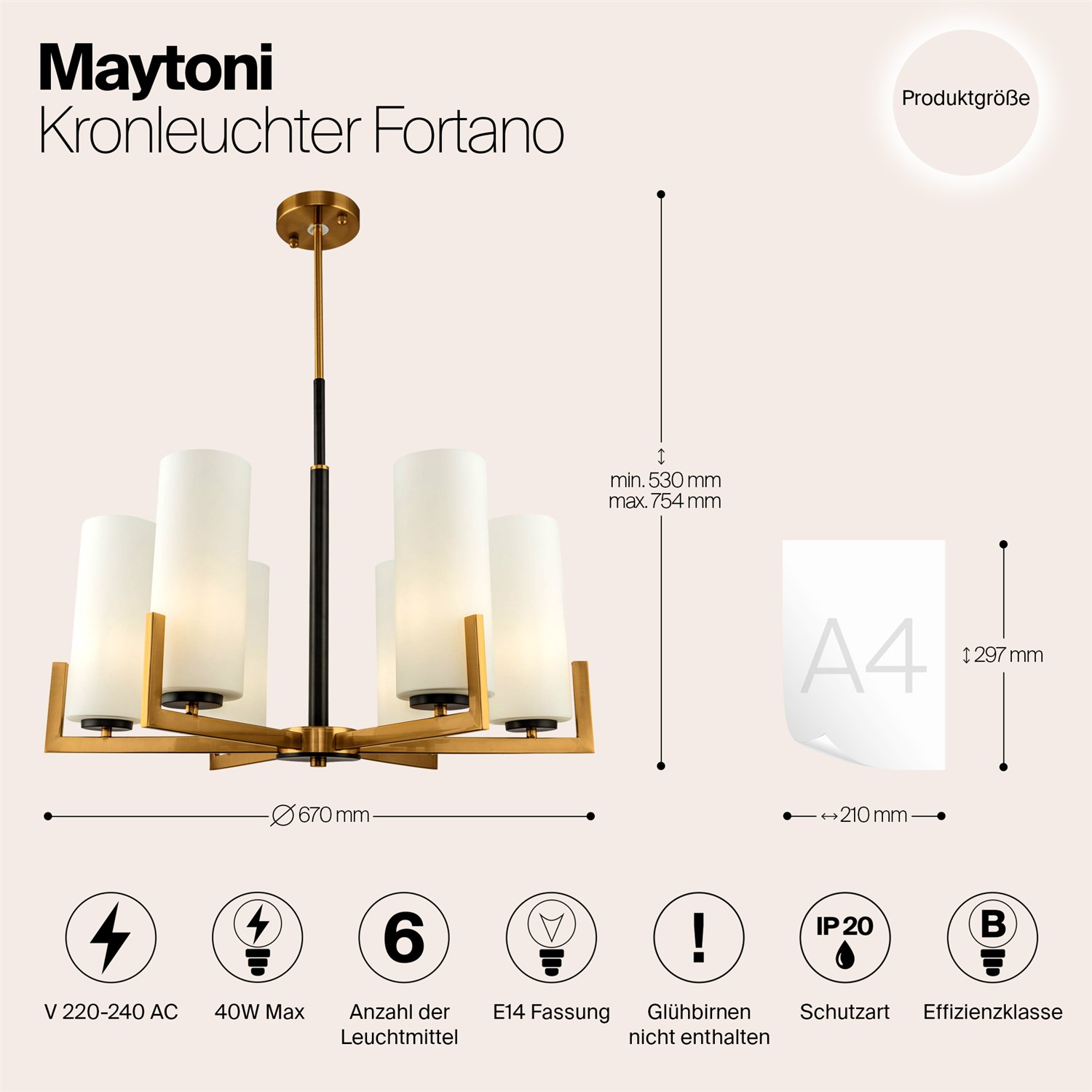 Maytoni Modern Fortano Люстра цвет: черный и латунь MOD089PL-06BS