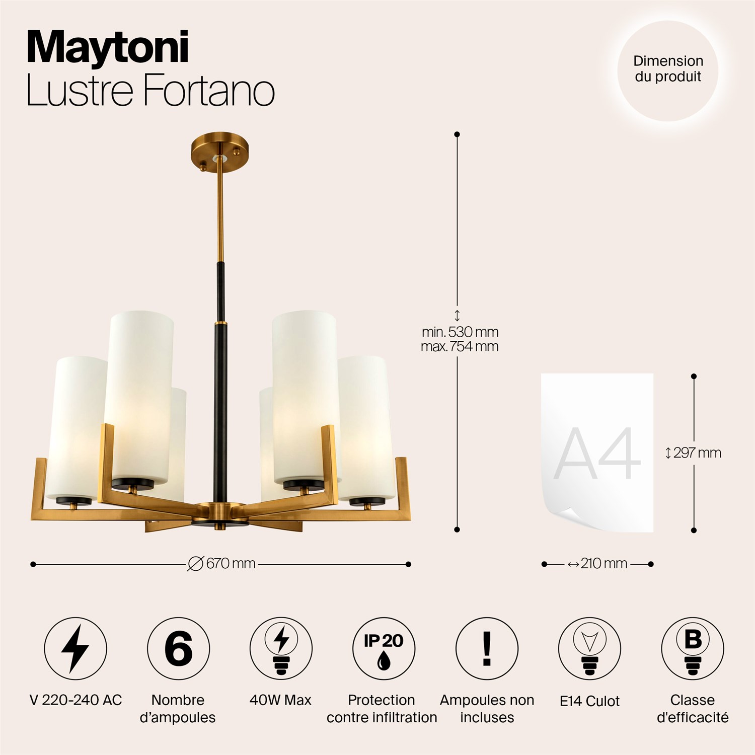 Maytoni Modern Fortano Люстра цвет: черный и латунь MOD089PL-06BS