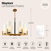 Maytoni Modern Fortano Люстра цвет: черный и латунь MOD089PL-06BS