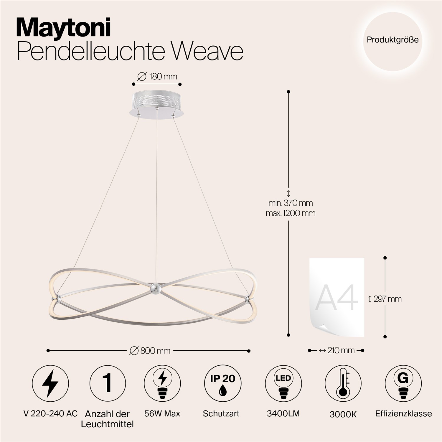 Maytoni Modern Weave Подвесной светильник цвет: никель MOD062PL-L56CH3K