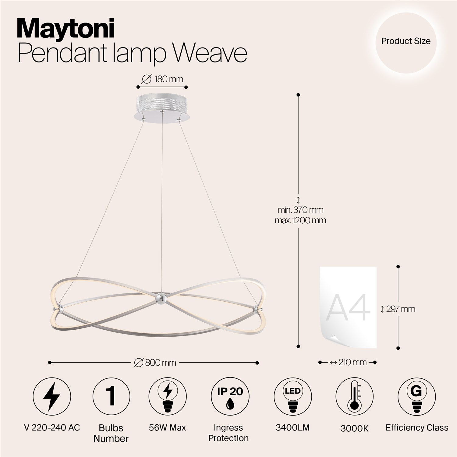 Maytoni Modern Weave Подвесной светильник цвет: никель MOD062PL-L56CH3K