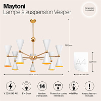 Maytoni Modern Vesper Подвесной светильник цвет: белый и золото MOD108PL-14WG