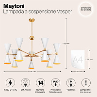 Maytoni Modern Vesper Подвесной светильник цвет: белый и золото MOD108PL-14WG