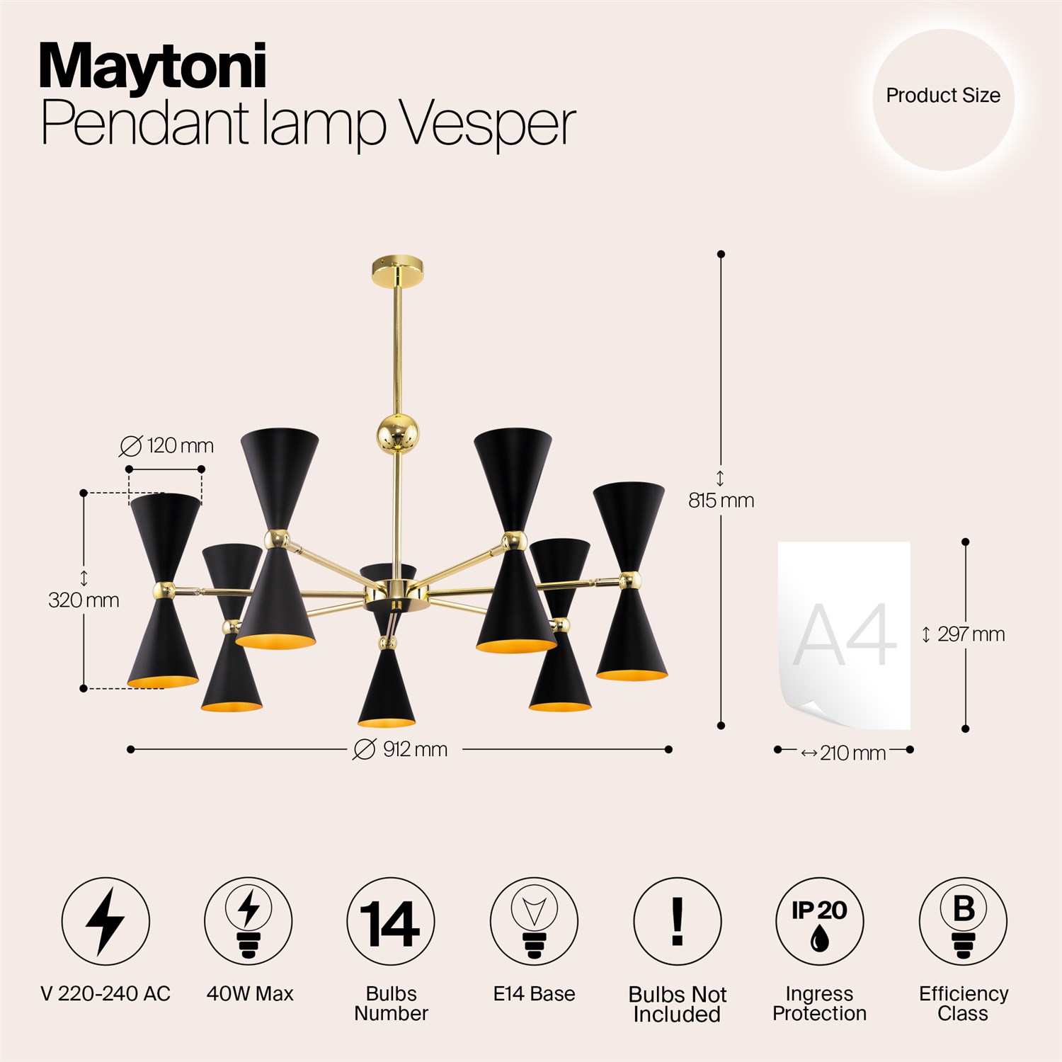 Maytoni Modern Vesper Подвесной светильник цвет: золото MOD108PL-14GB