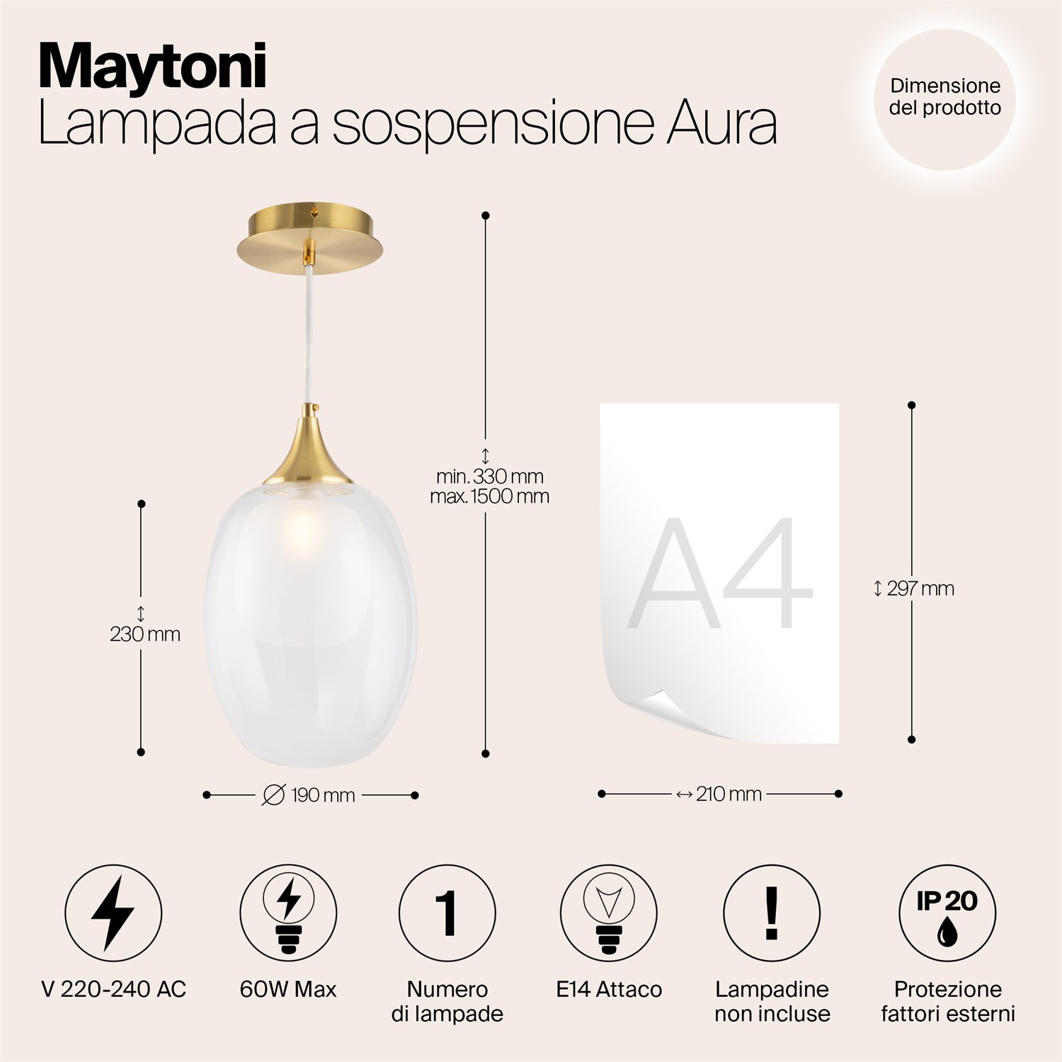 Maytoni Modern Aura Подвесной светильник цвет: латунь MOD016PL-01BS