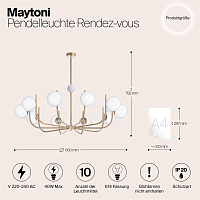 Maytoni Modern Rendez-vous Подвесной светильник цвет: латунь MOD109PL-10BS