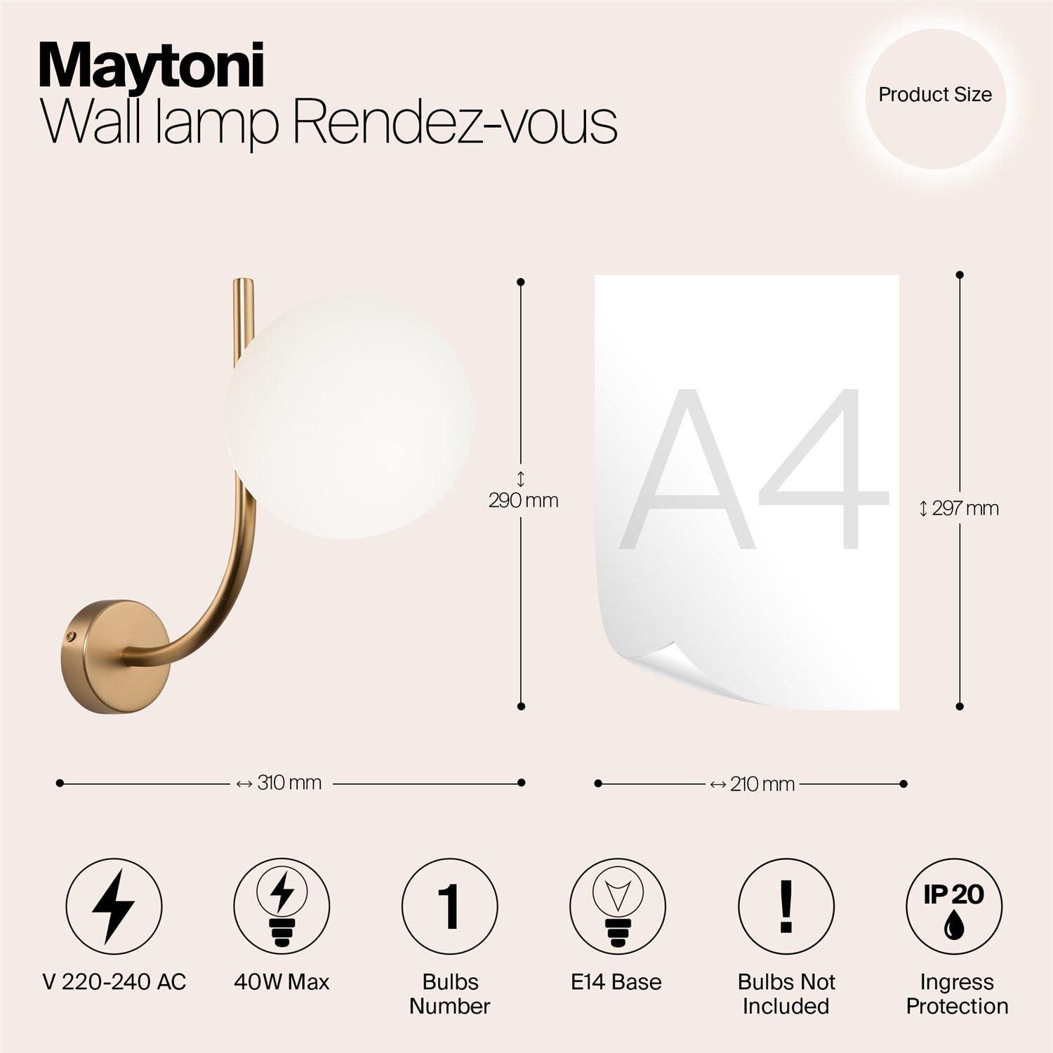 Maytoni Modern Rendez-vous Настенный светильник (бра) цвет: латунь MOD109WL-01BS