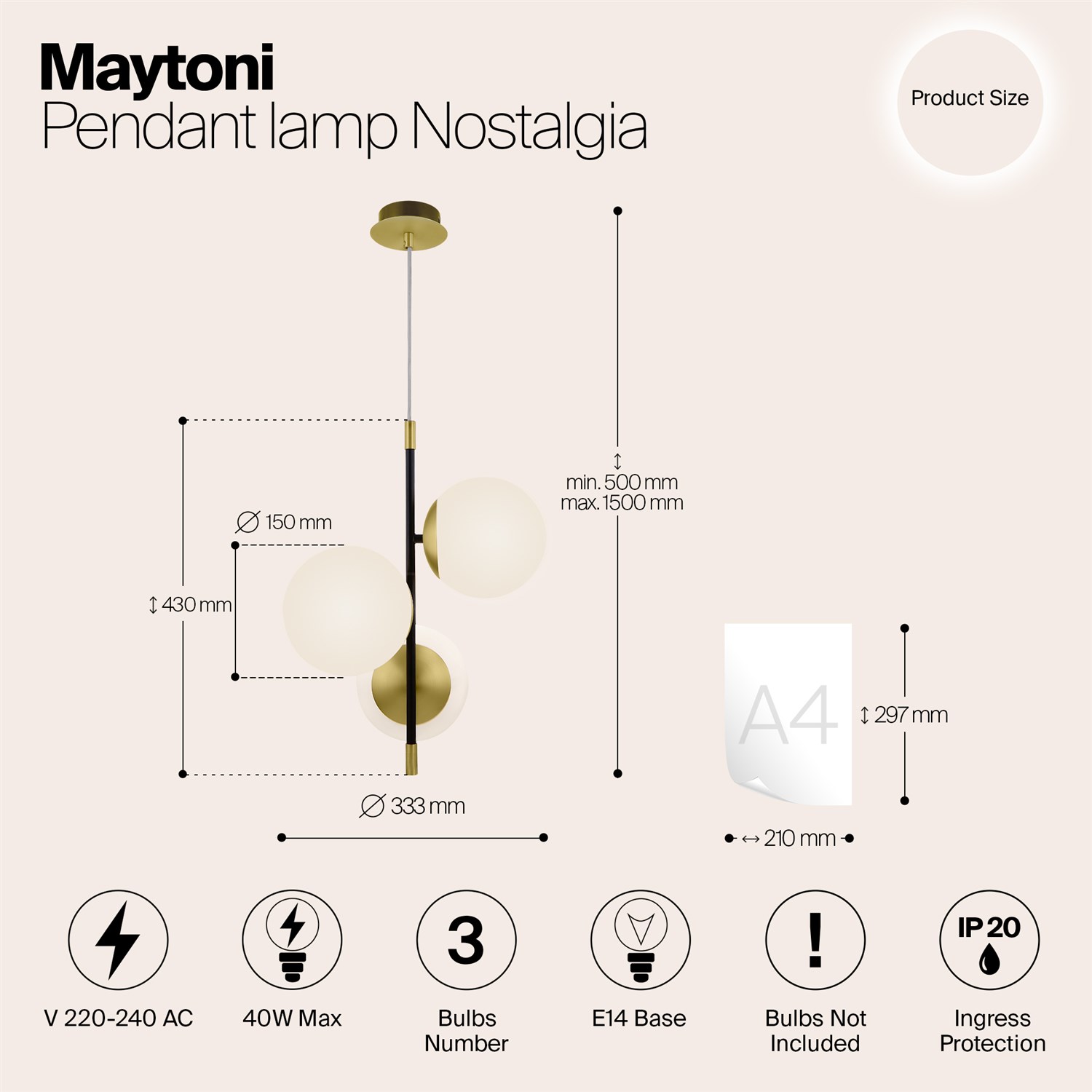 Maytoni Modern Nostalgia Подвесной светильник цвет: черный и золото MOD048PL-03G