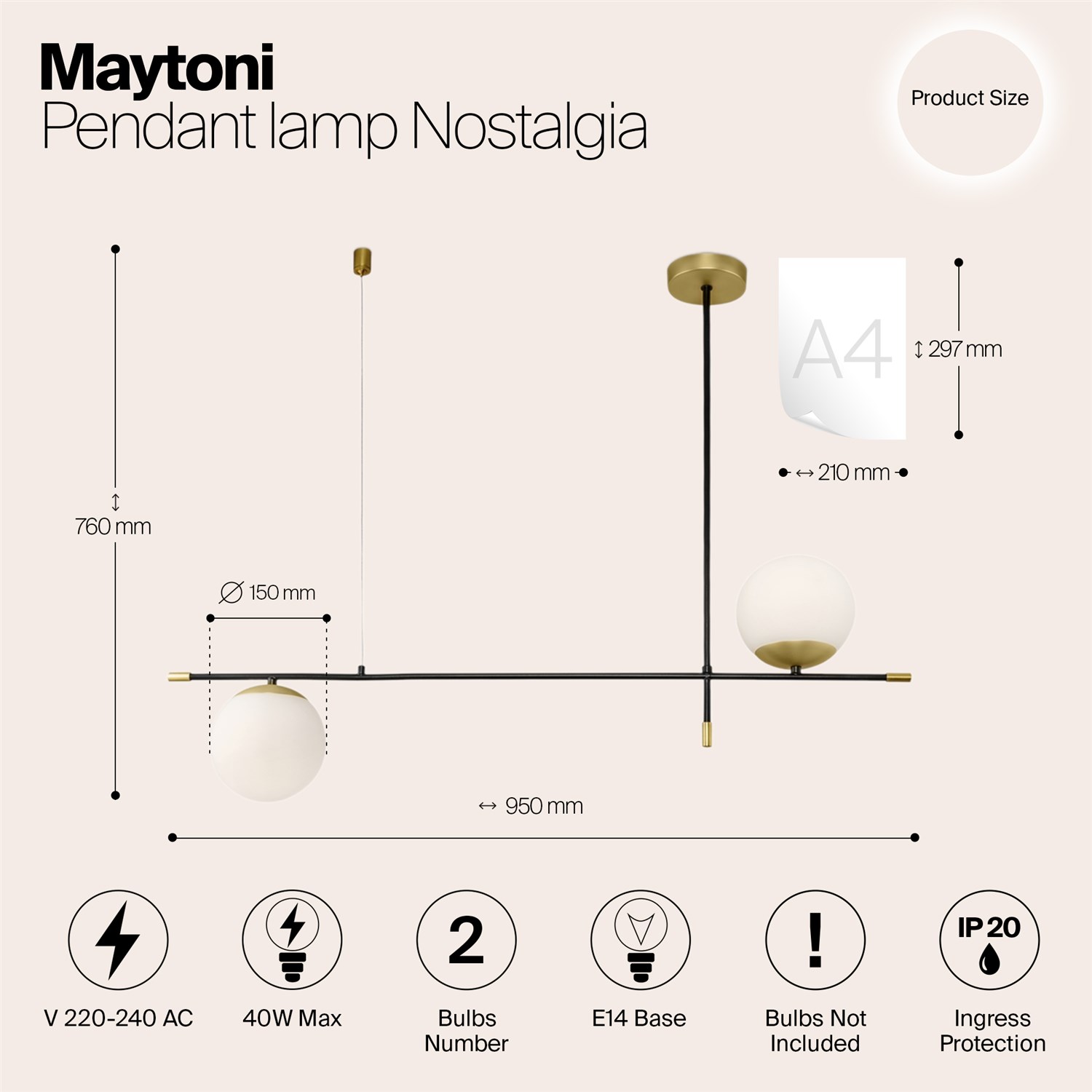 Maytoni Modern Nostalgia Подвесной светильник цвет: черный и золото MOD048PL-02G