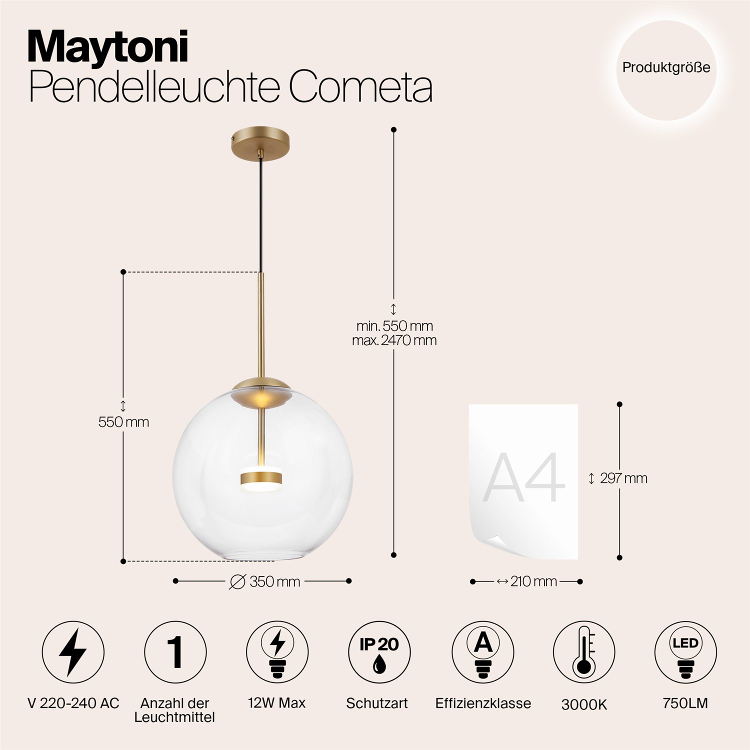 Maytoni Modern Cometa Подвесной светильник цвет: золото MOD056PL-L12G3K