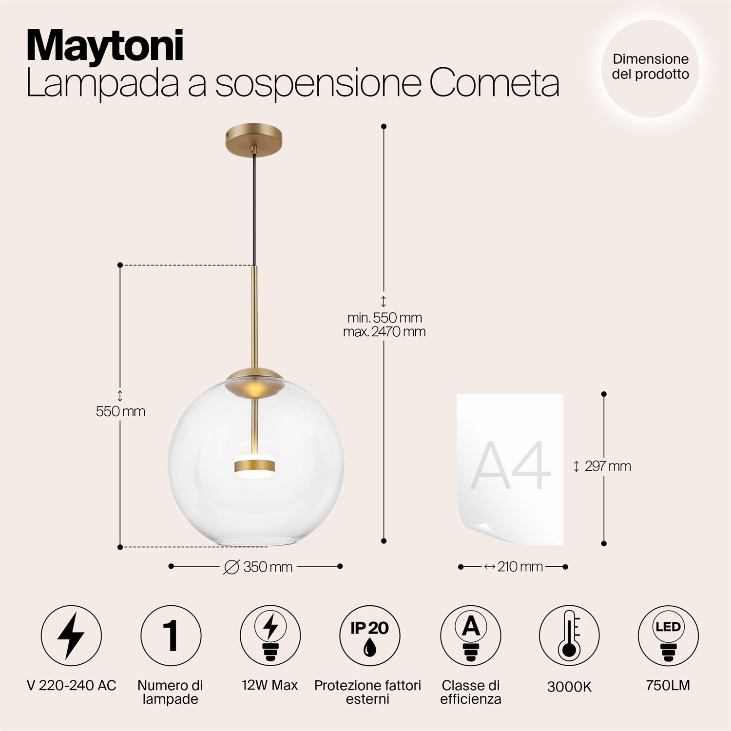 Maytoni Modern Cometa Подвесной светильник цвет: золото MOD056PL-L12G3K