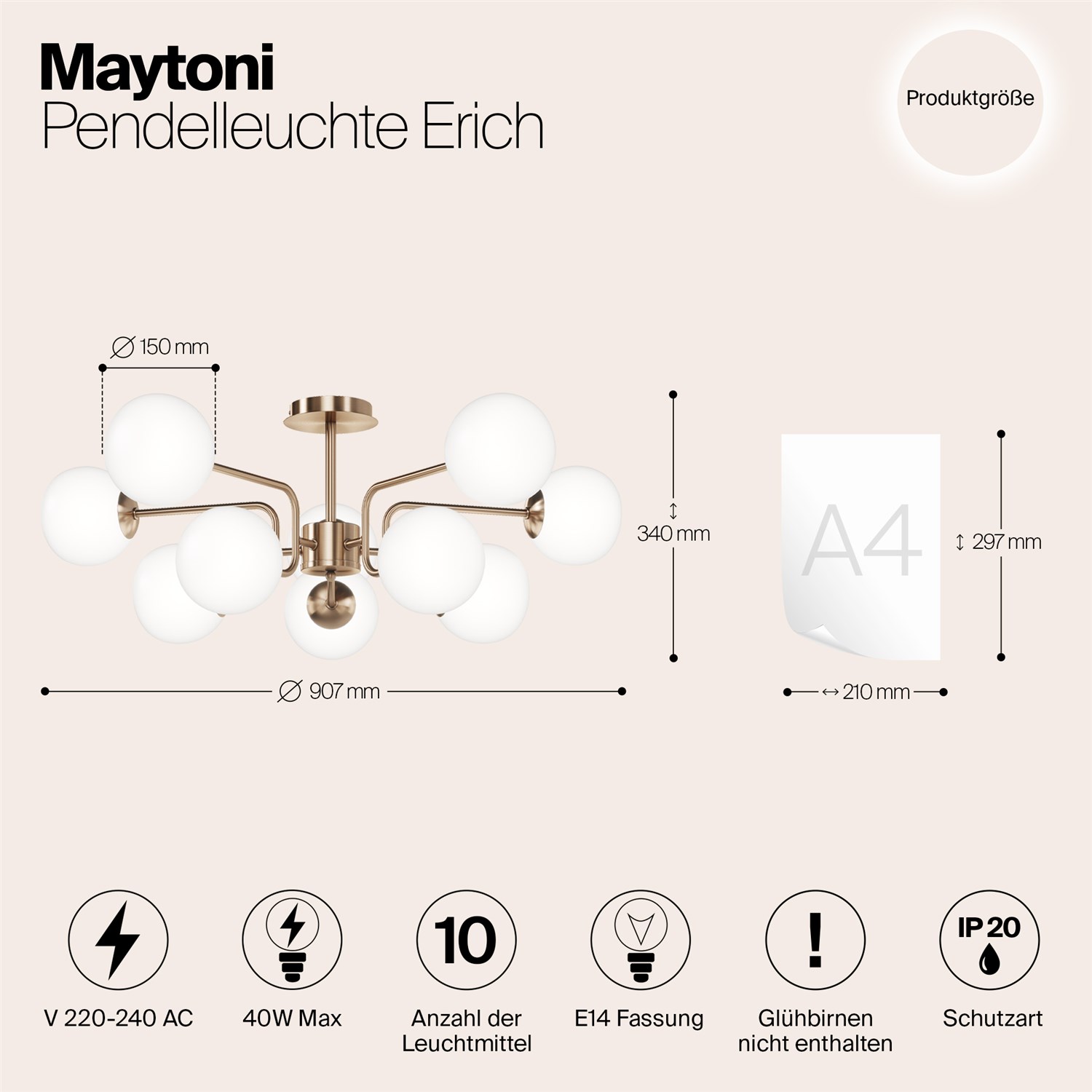 Maytoni Modern Erich Подвесной светильник цвет: латунь MOD221PL-10G