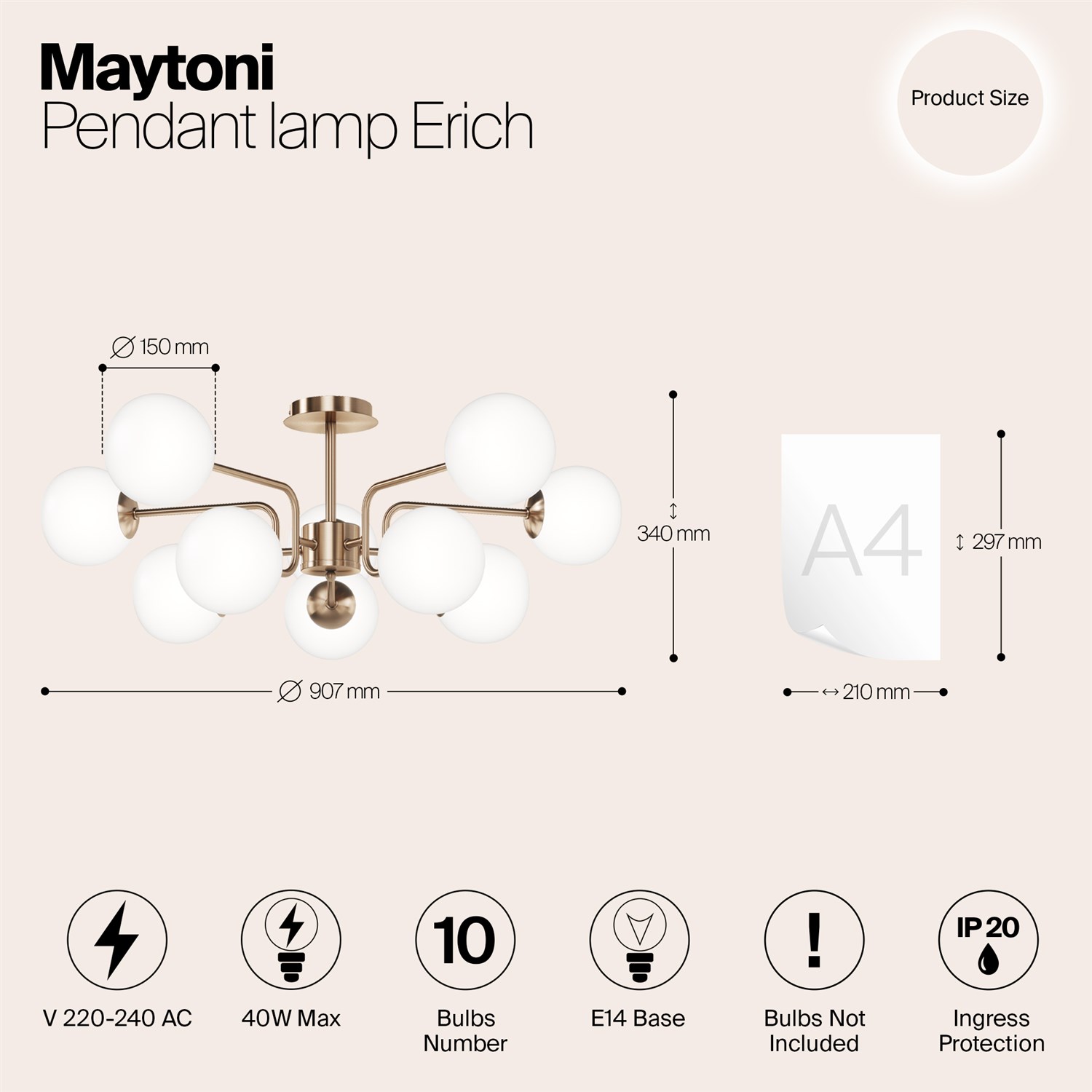 Maytoni Modern Erich Подвесной светильник цвет: латунь MOD221PL-10G
