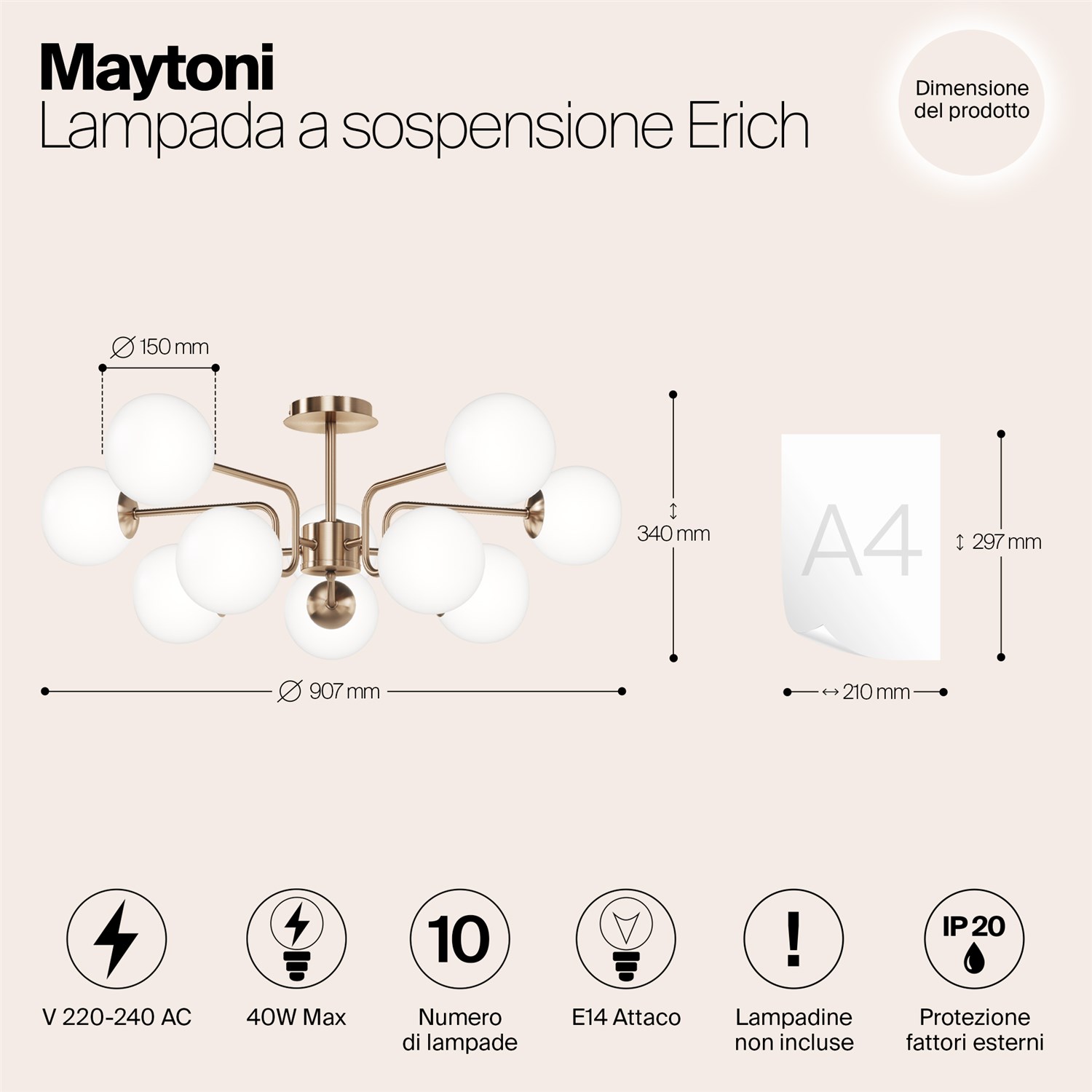 Maytoni Modern Erich Подвесной светильник цвет: латунь MOD221PL-10G