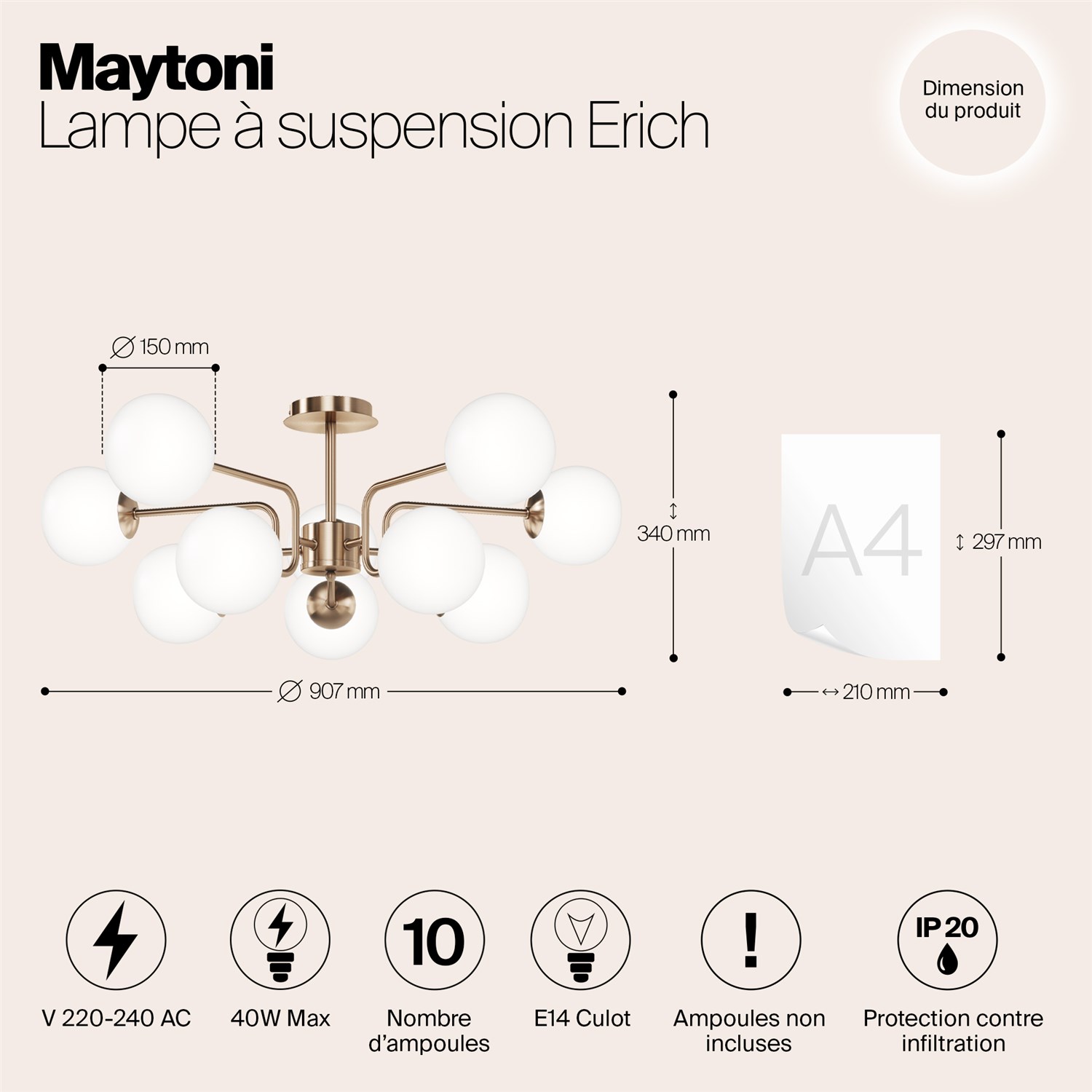 Maytoni Modern Erich Подвесной светильник цвет: латунь MOD221PL-10G