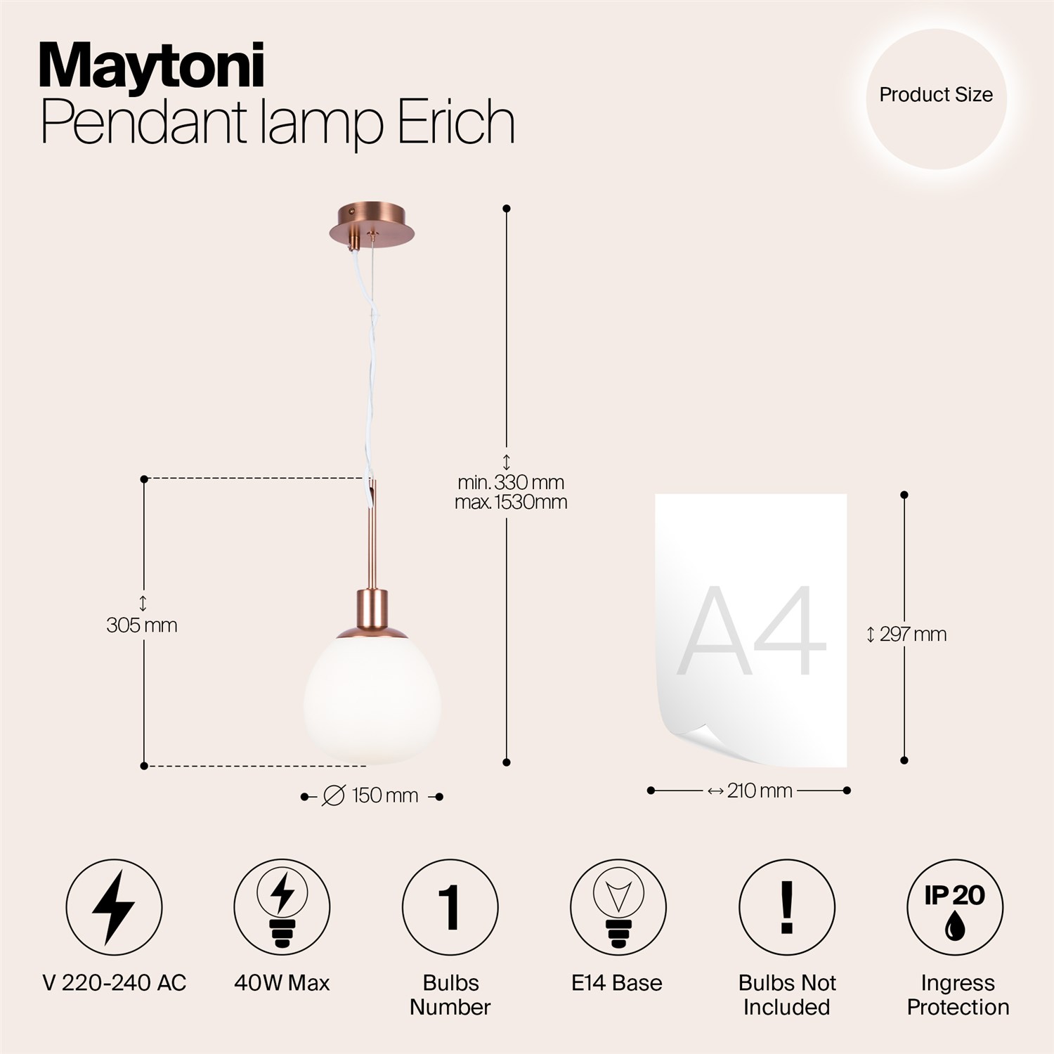 Maytoni Modern Erich Подвесной светильник цвет: латунь MOD221-PL-01-G