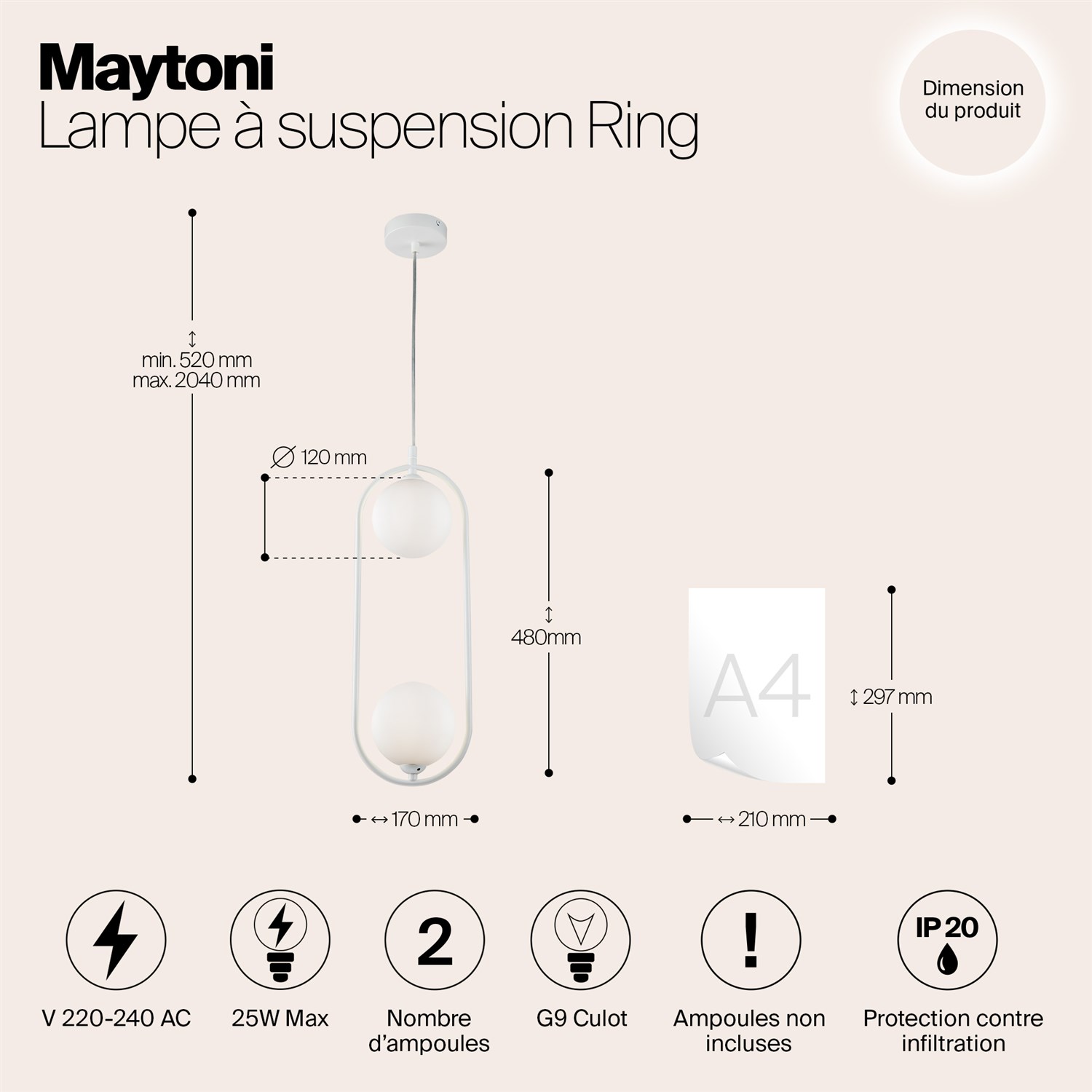 Maytoni Modern Ring Подвесной светильник цвет: белый MOD013PL-02W